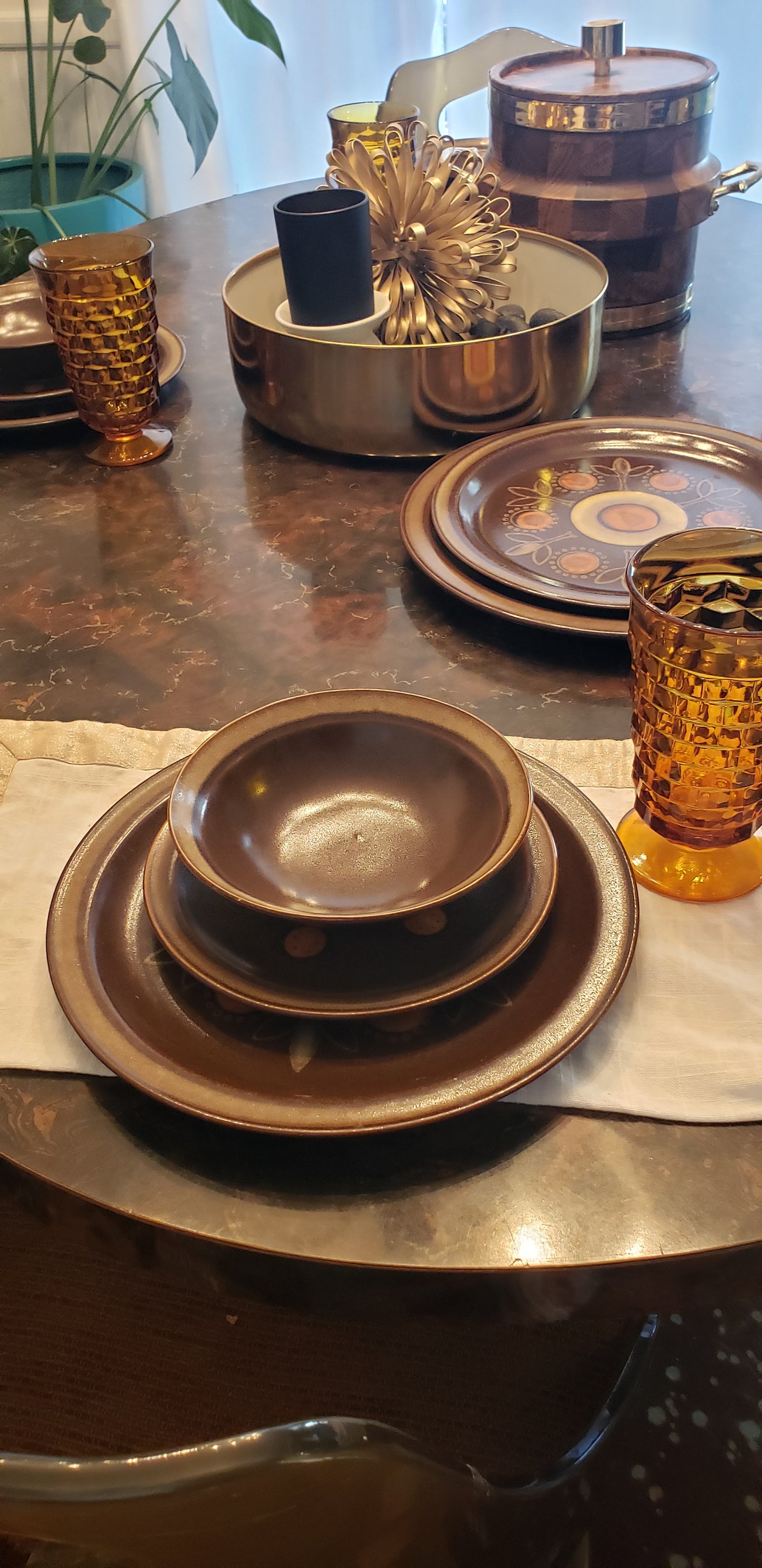 Georges Briard Aztec Stoneware Plate Set w/Platter