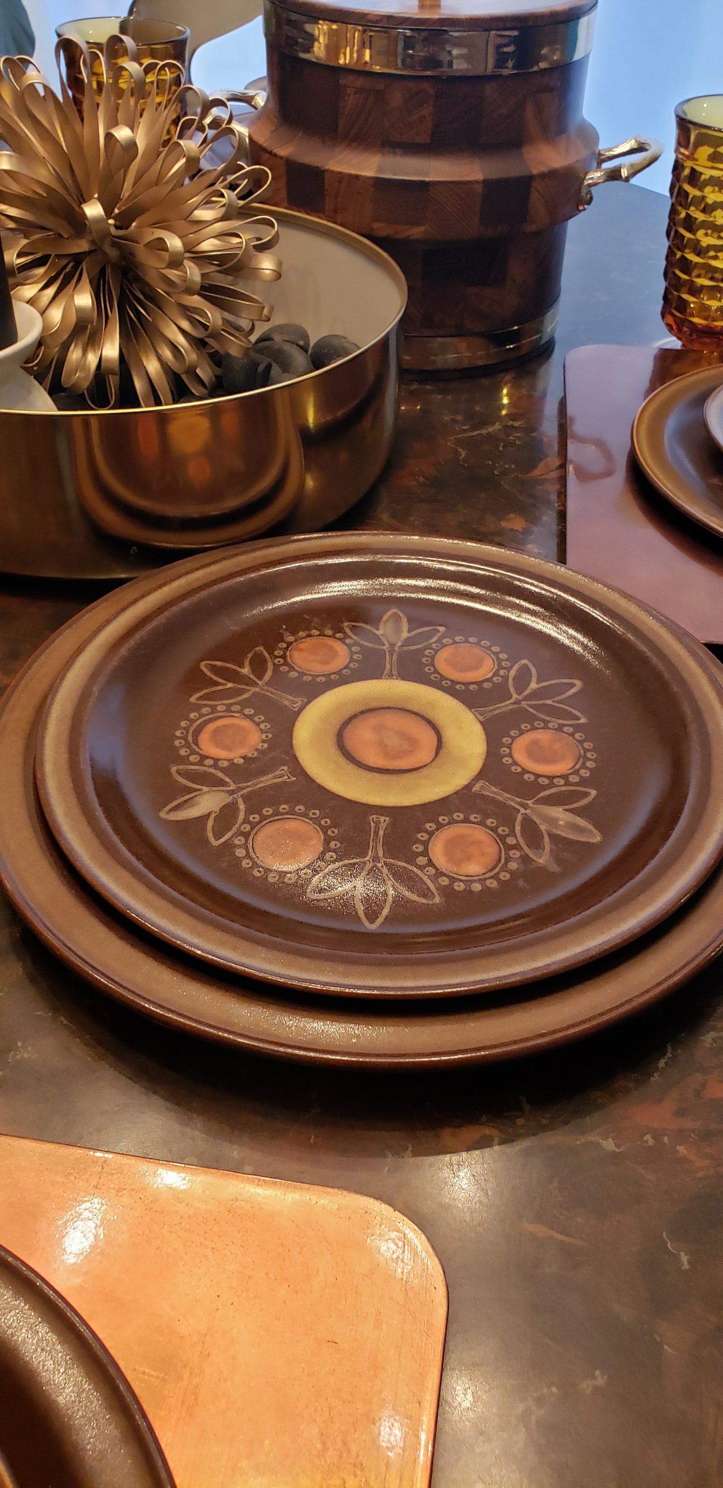 Georges Briard Aztec Stoneware Plate Set w/Platter
