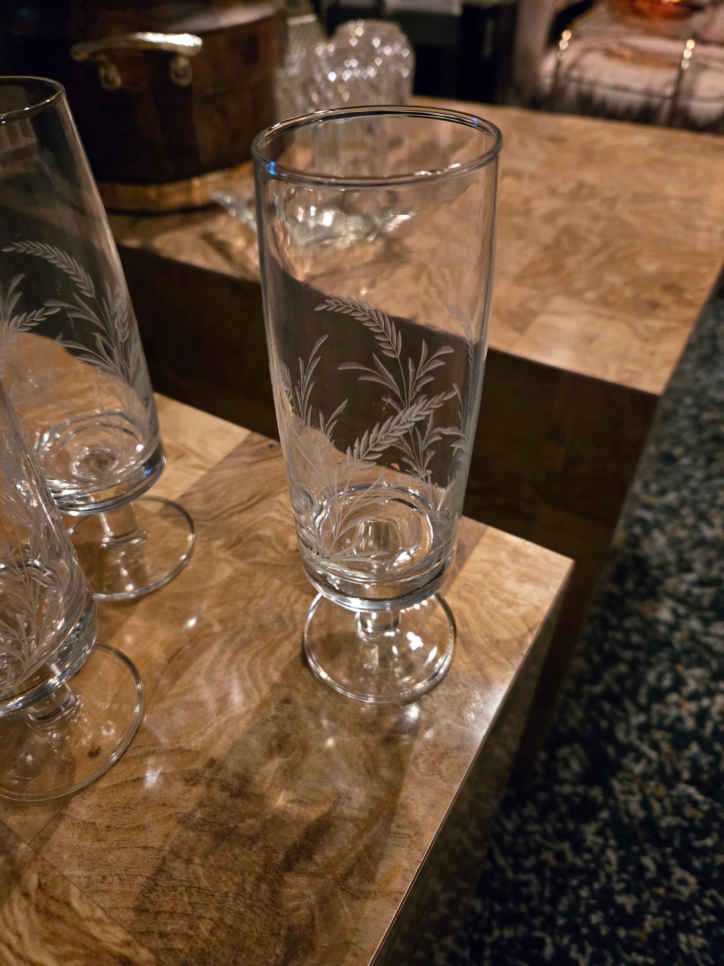 Italian Dessert/Champagne Flute Glasses Wheat Stems Set of 4