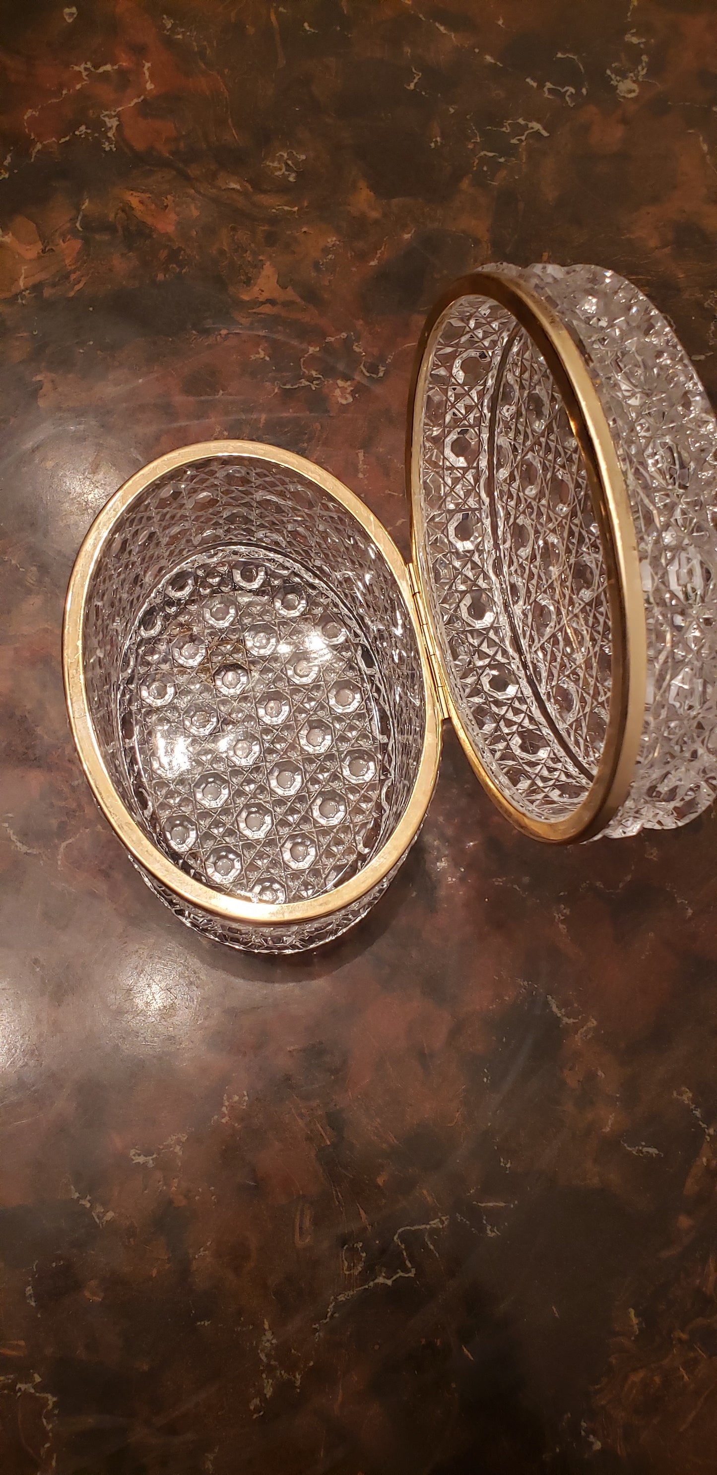 Italian G.S.E. Ottone Garantito Baccarat Style Crystal Jewelry/Trinket Casket