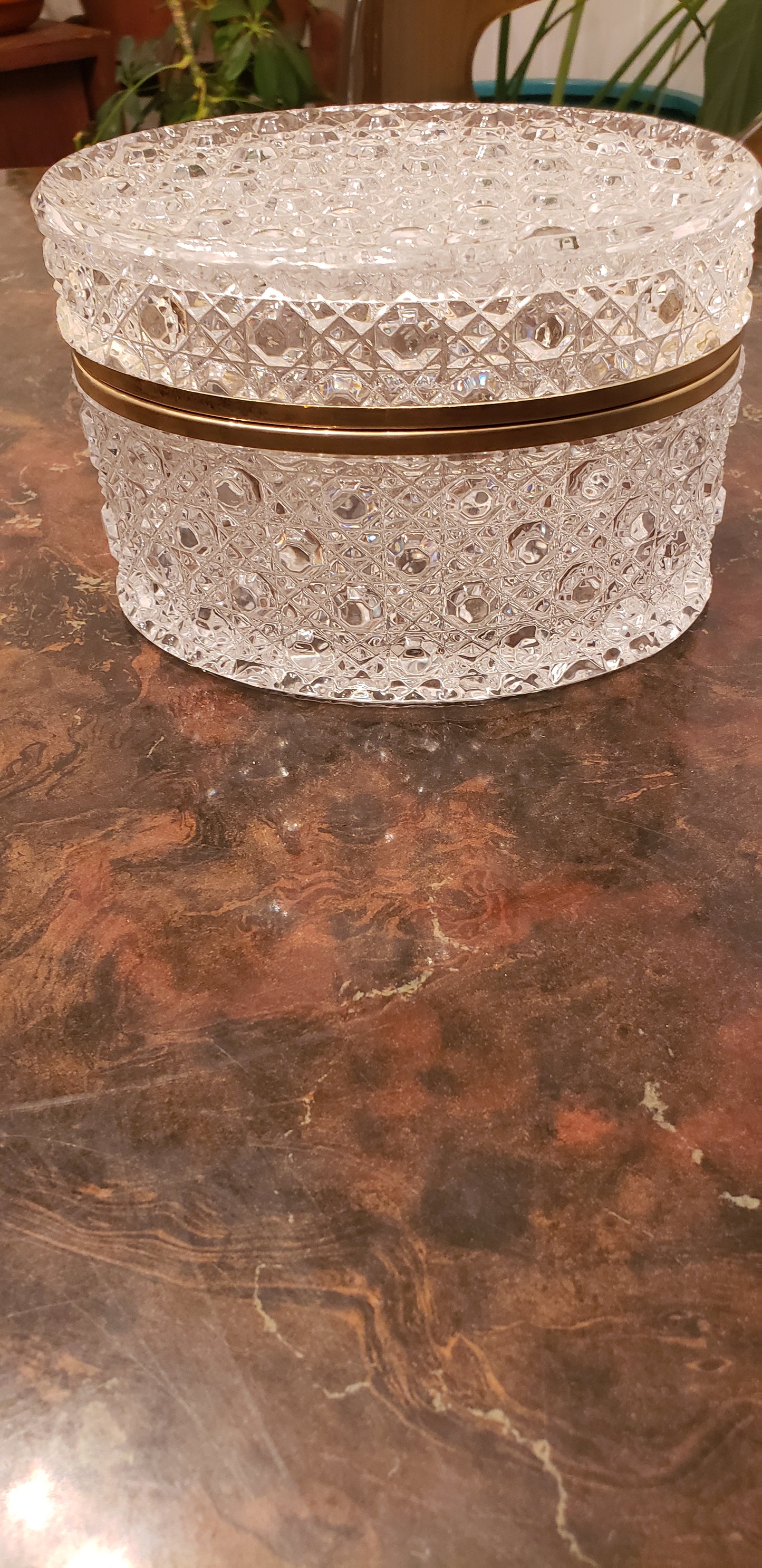 Italian G.S.E. Ottone Garantito Baccarat Style Crystal Jewelry/Trinket Casket