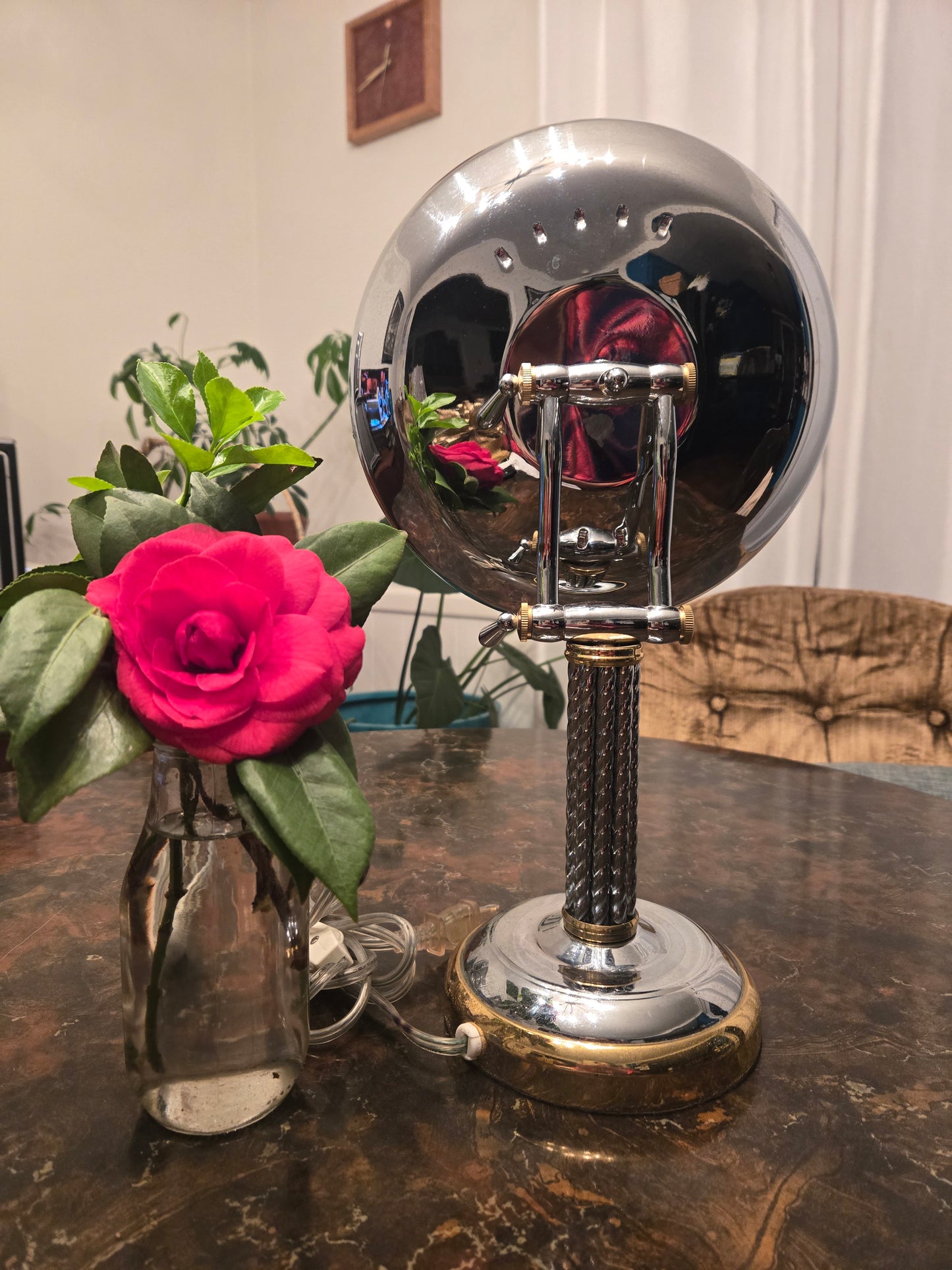 Cane & Reed Vintage Countertop Vanity Makeup Lighted Mirror 5X Magnified