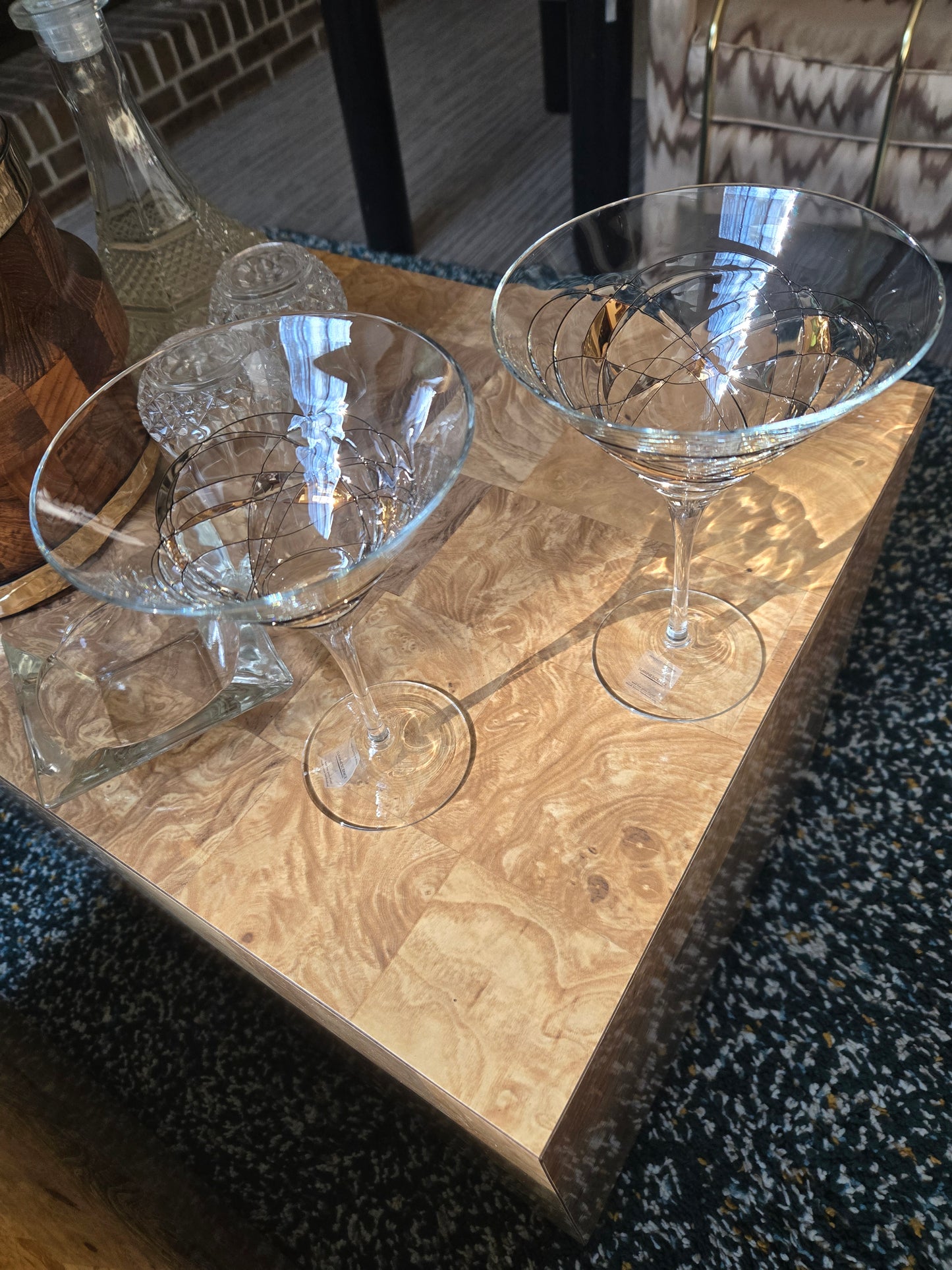 Luminescence Handblown Tall Martini Glasses