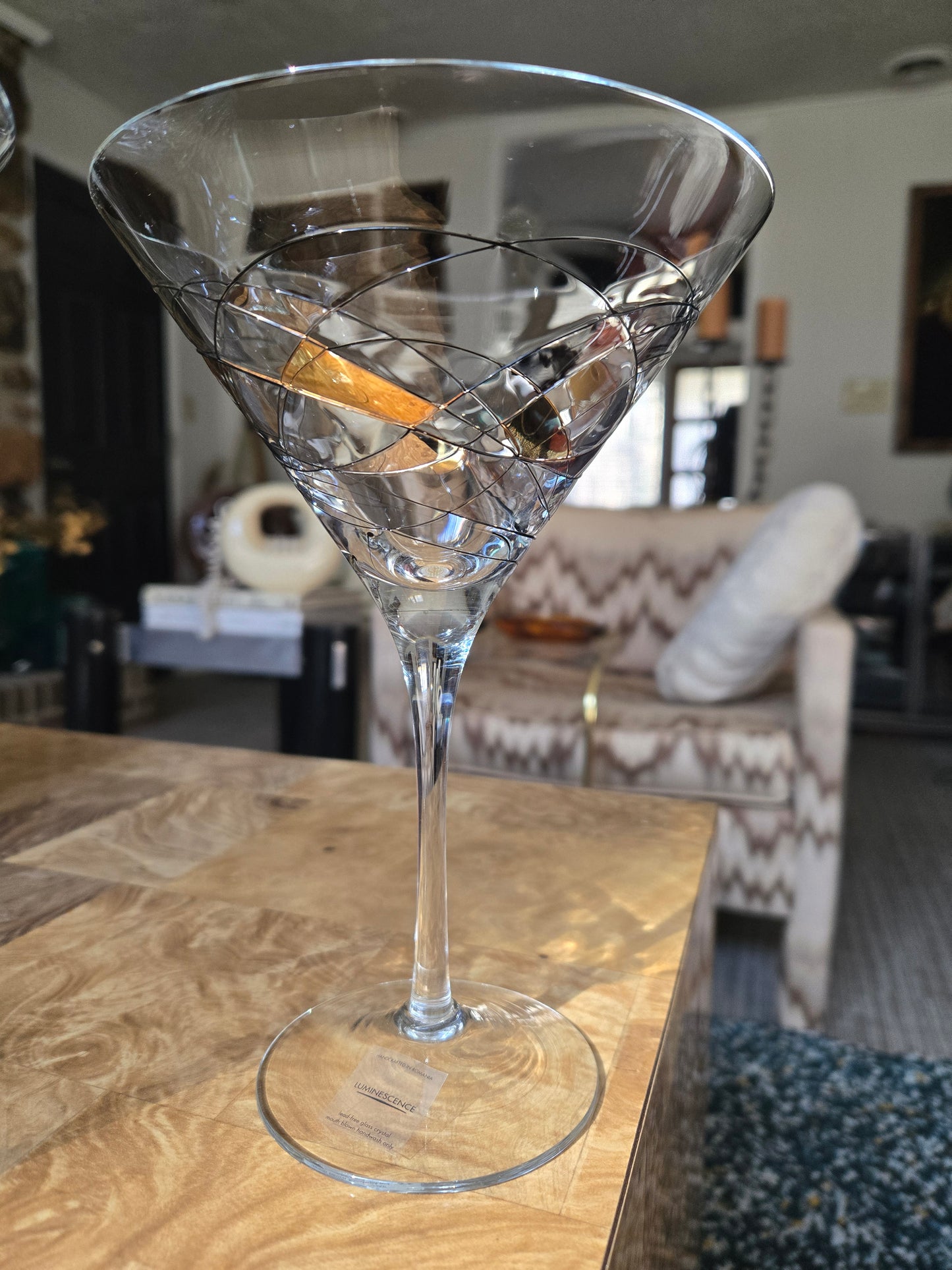 Luminescence Handblown Tall Martini Glasses