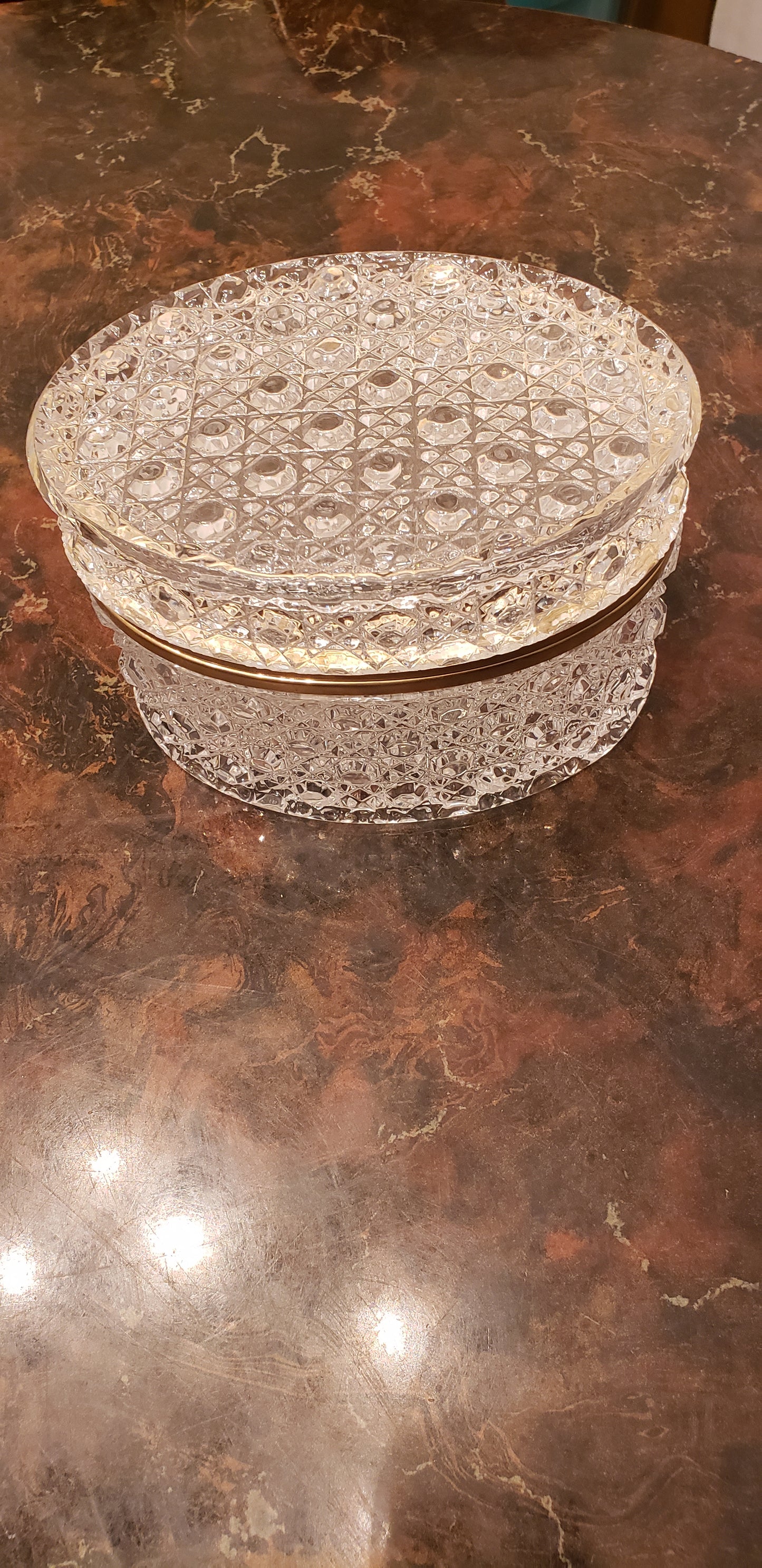 Italian G.S.E. Ottone Garantito Baccarat Style Crystal Jewelry/Trinket Casket