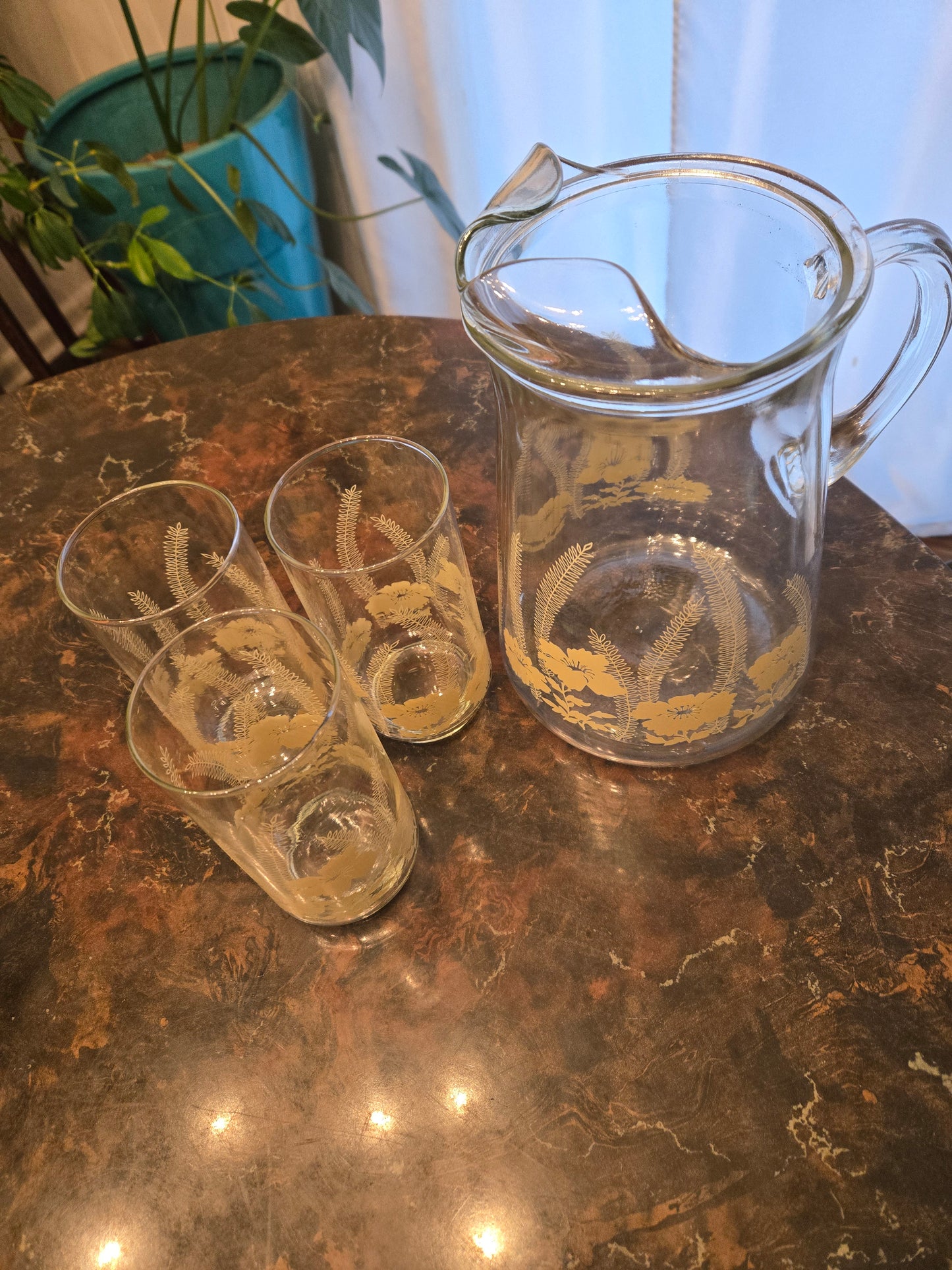 Libbey Flower & Fern Pitcher Set