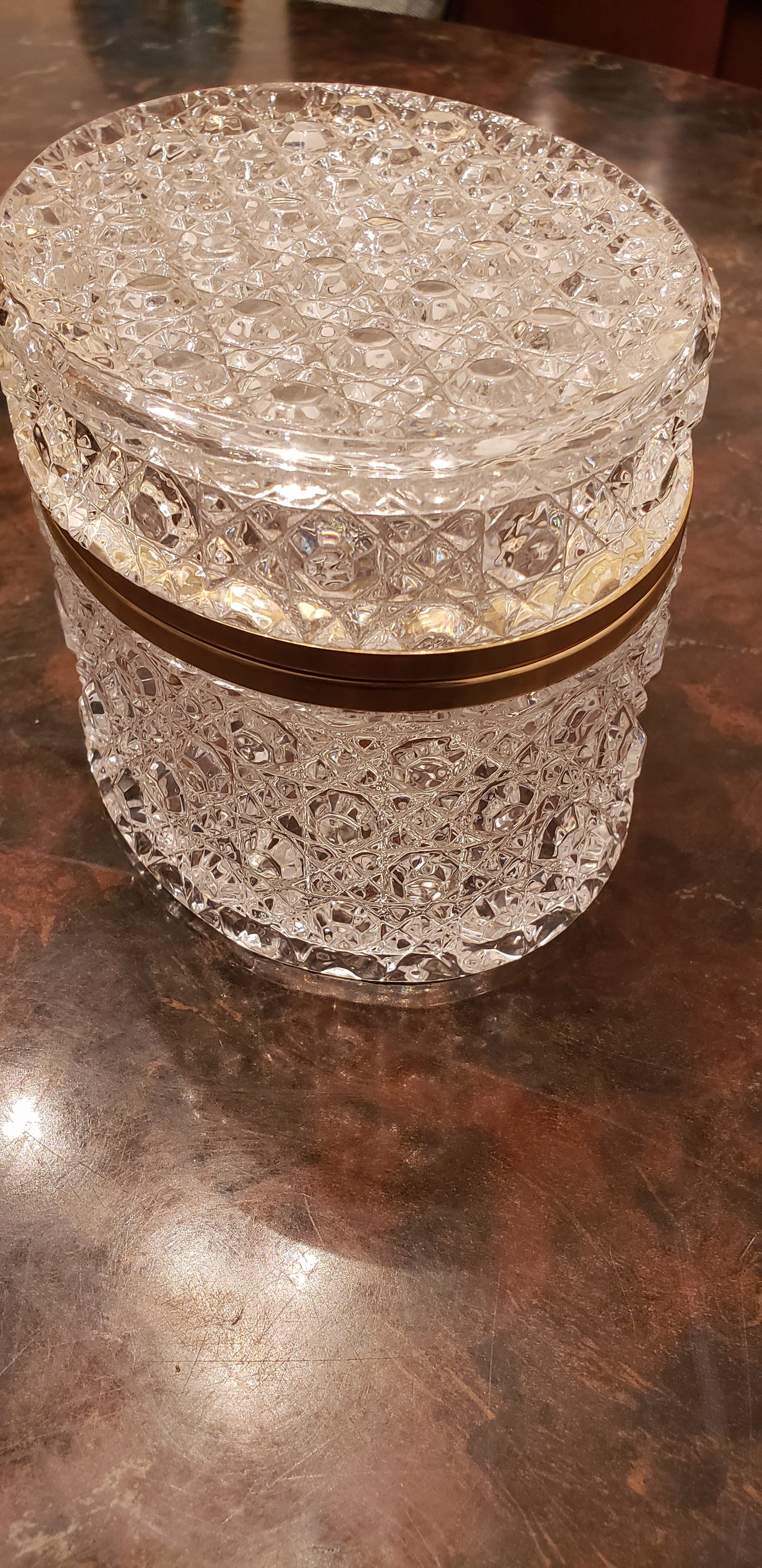 Italian G.S.E. Ottone Garantito Baccarat Style Crystal Jewelry/Trinket Casket