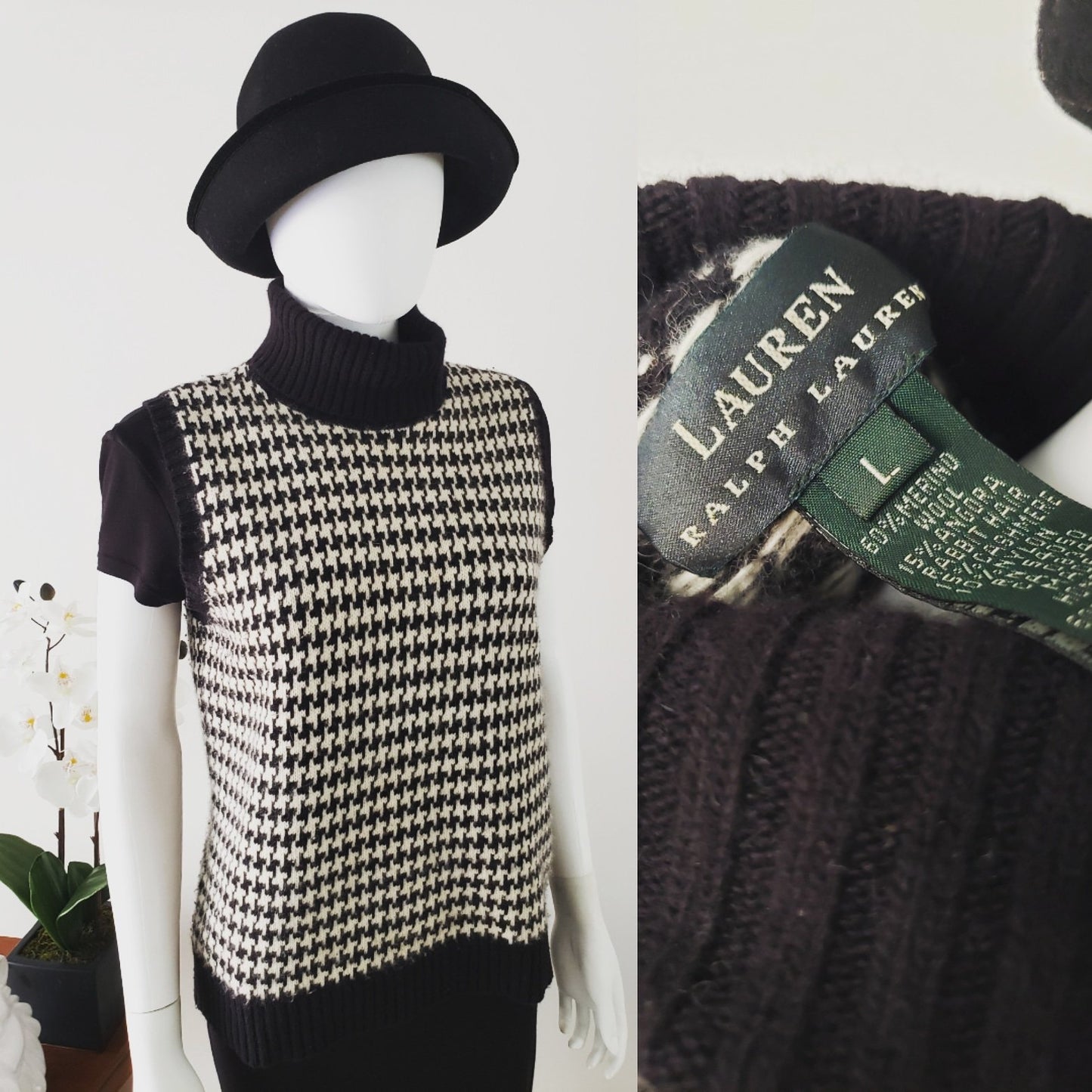 Lauren by Ralph Lauren Houndstooth Sweater Vest
