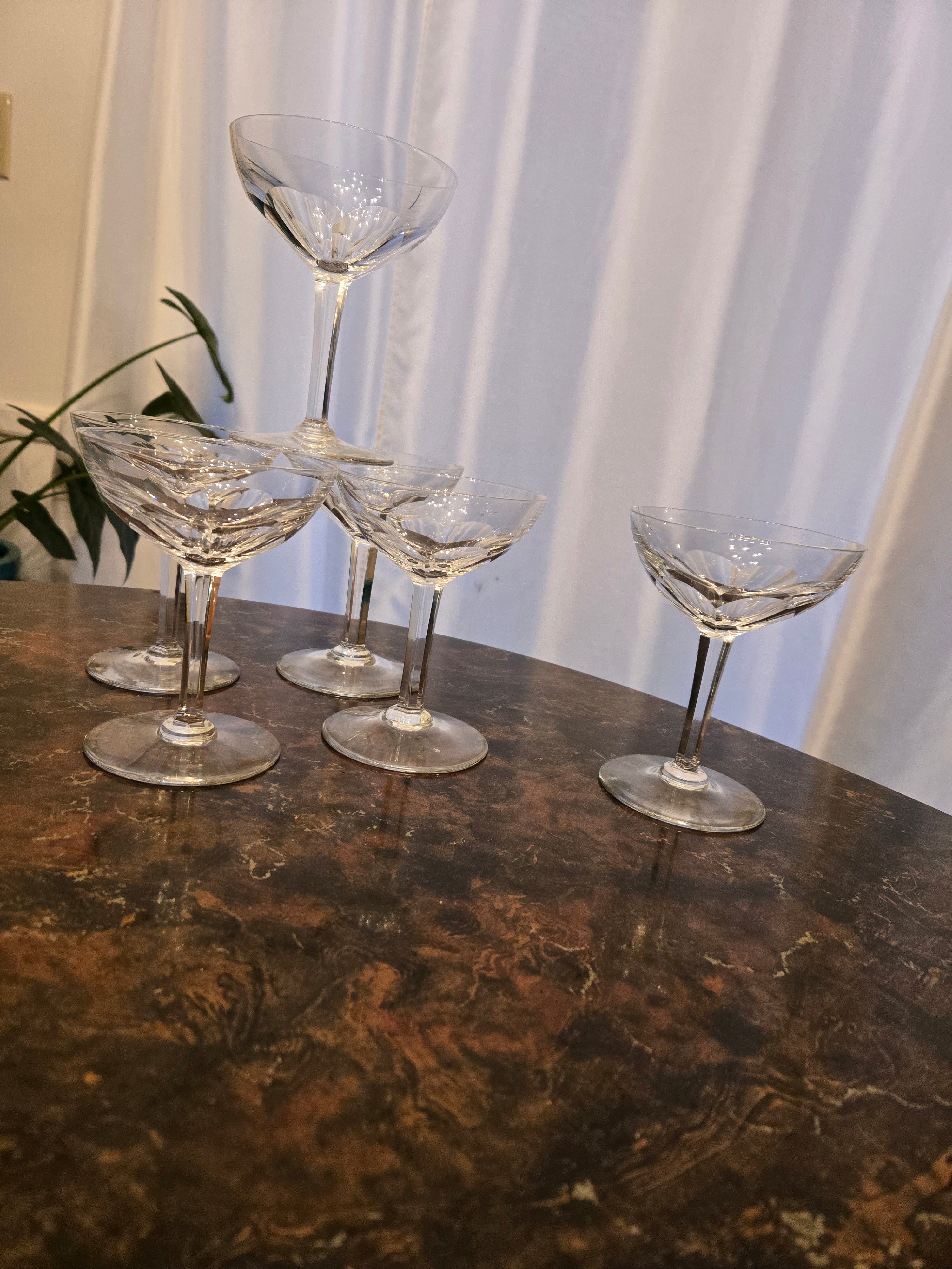 Val St Lambert Gevaert Clear Champagne/Tall Sherbet 5 1/4" Glasses