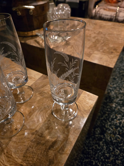 Italian Dessert/Champagne Flute Glasses Wheat Stems Set of 4