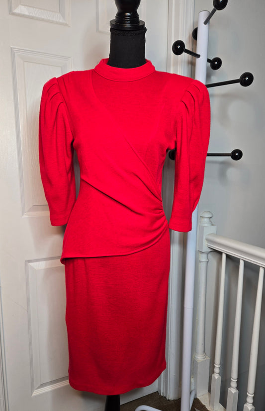 Puff Sleeve Red Dress