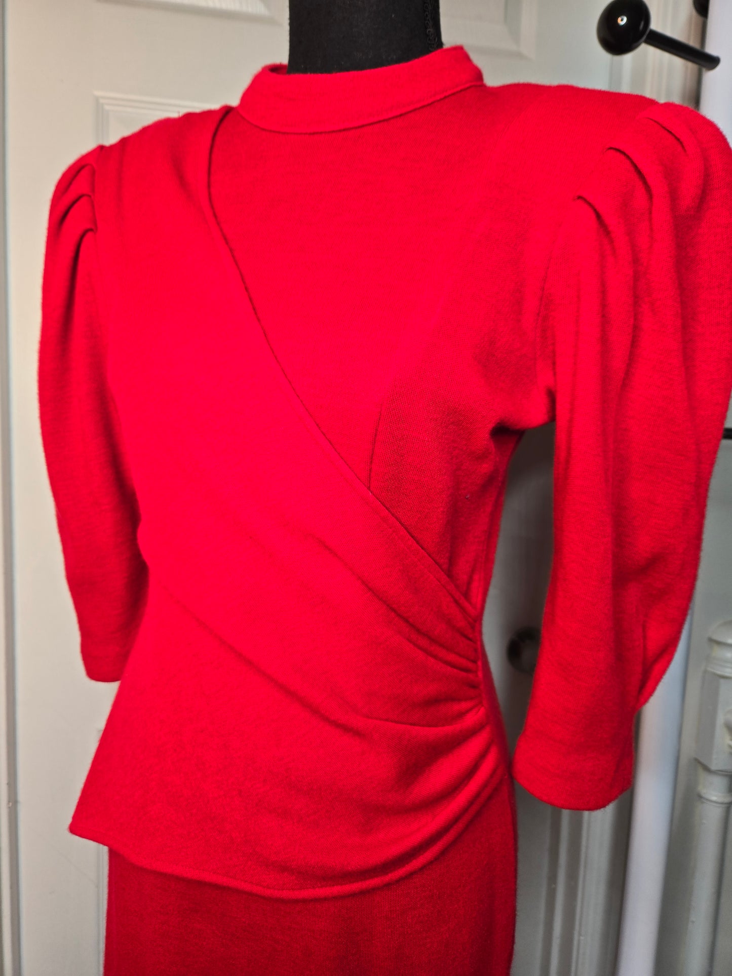 Puff Sleeve Red Dress