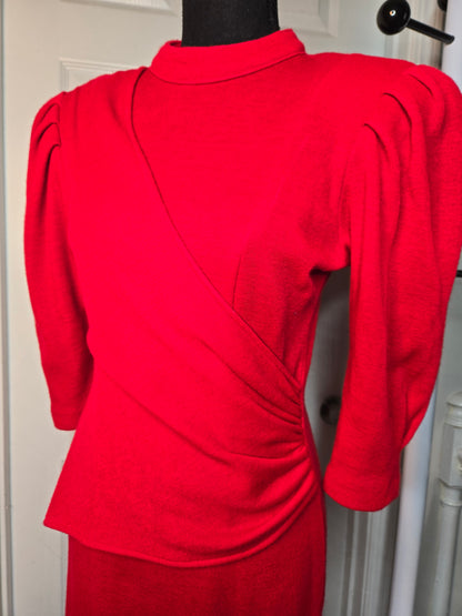 Puff Sleeve Red Dress