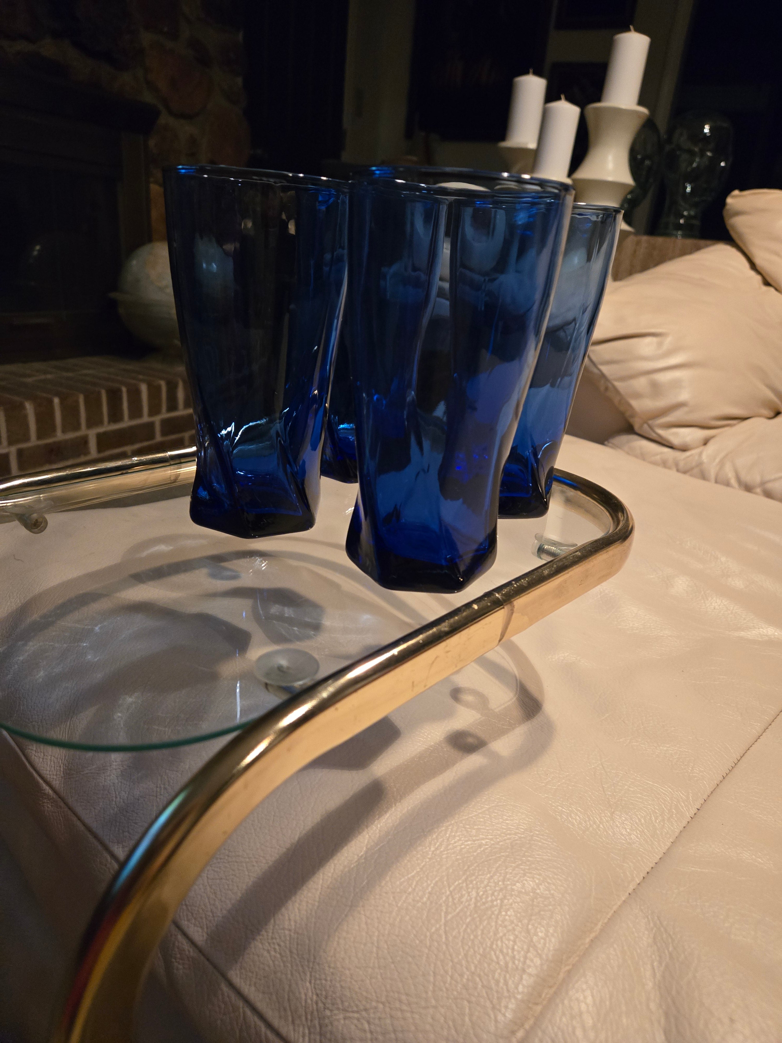 Anchor Hocking Sybil Cobal Blue Glassware Set