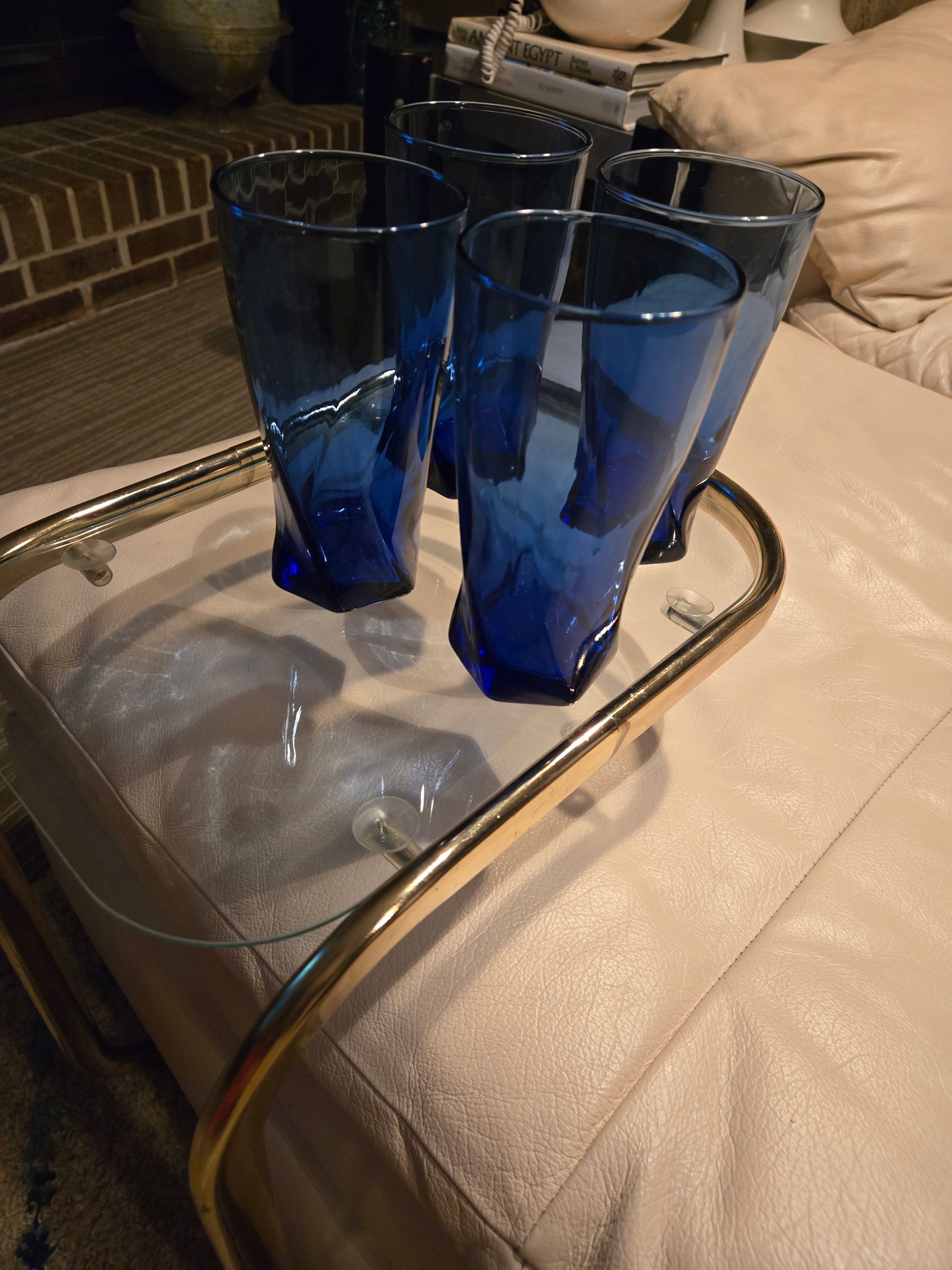 Anchor Hocking Sybil Cobal Blue Glassware Set