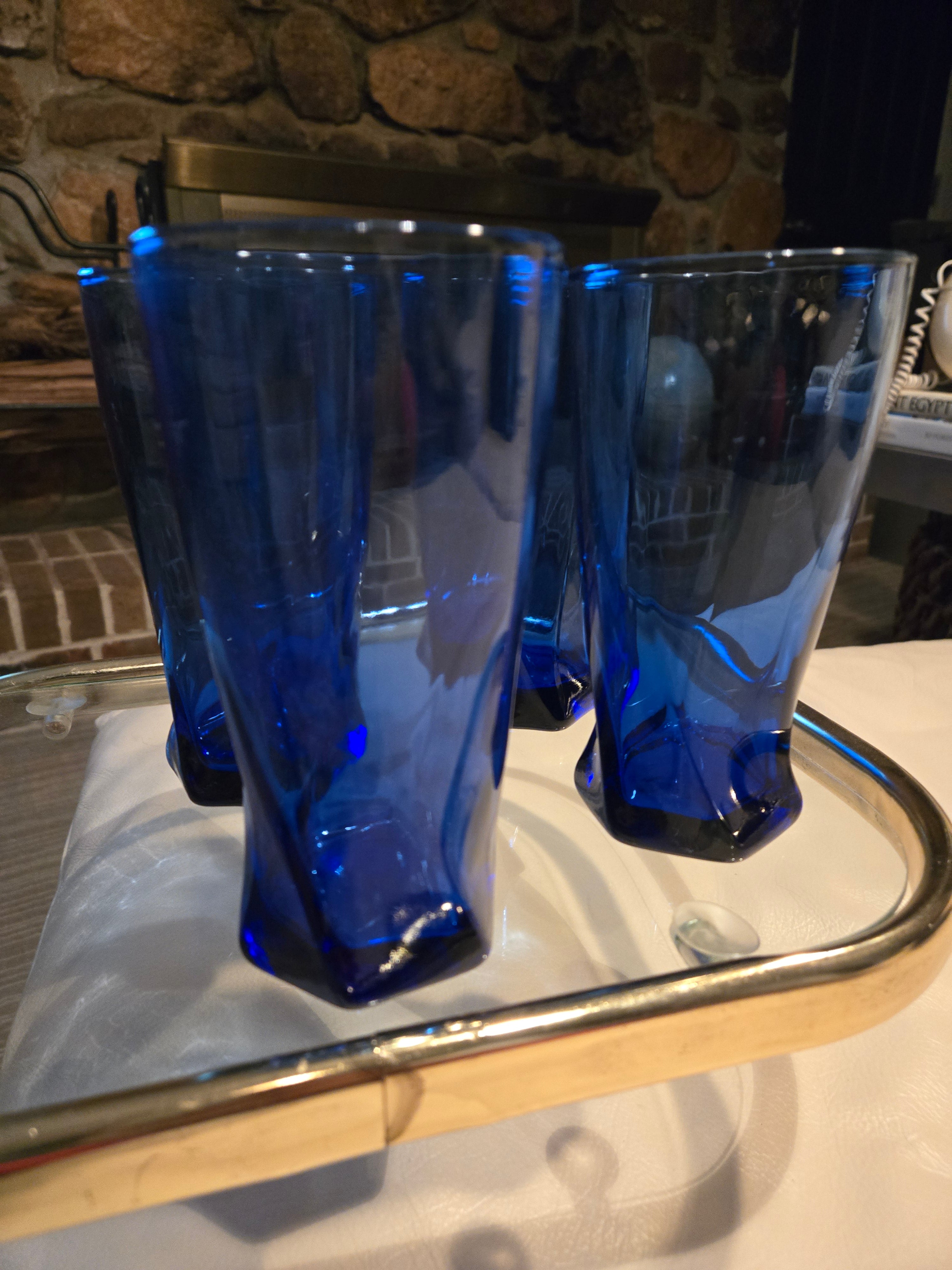 Anchor Hocking Sybil Cobal Blue Glassware Set