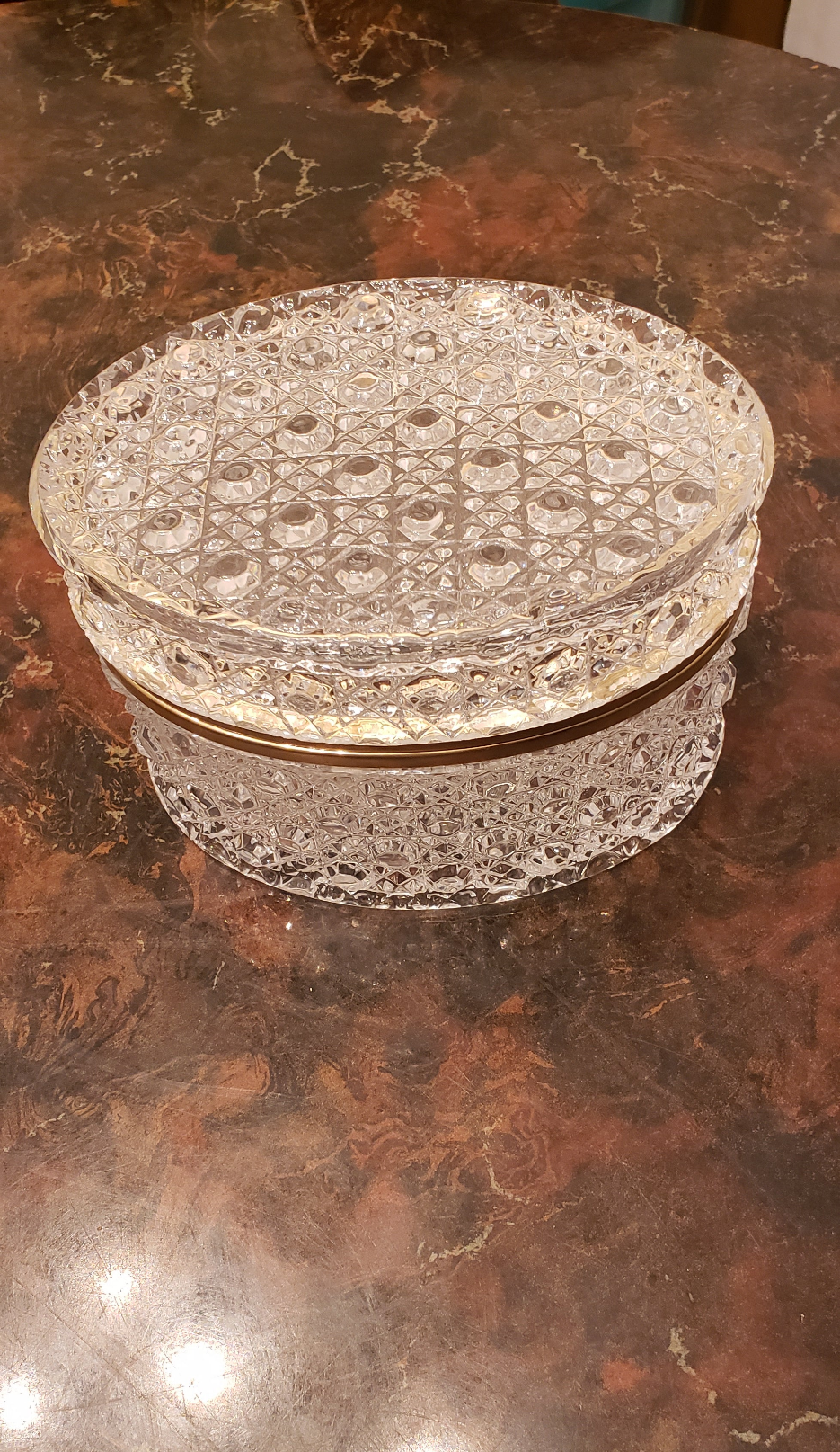 Italian G.S.E. Ottone Garantito Baccarat Style Crystal Jewelry/Trinket Casket