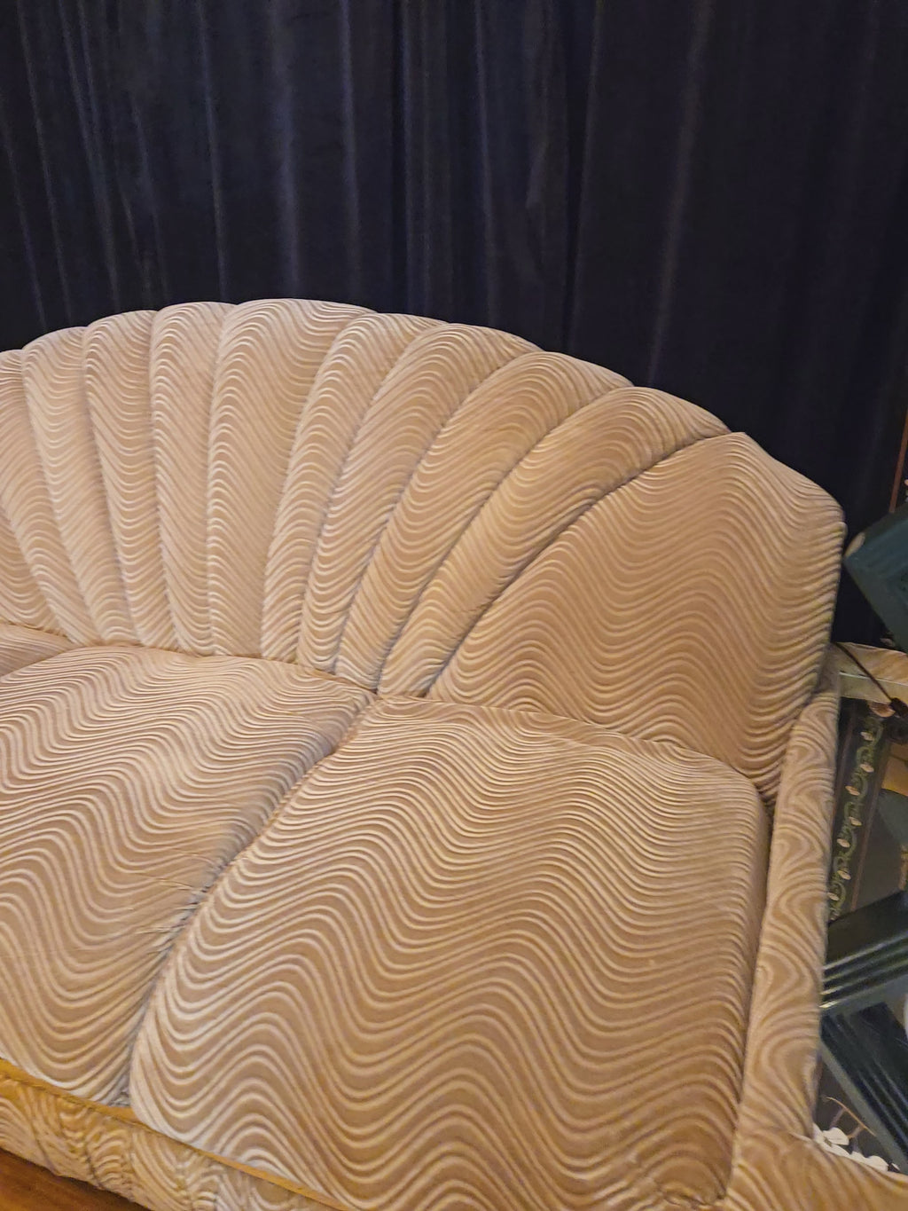 1980s Clamshell Sectional Sofa Set w/Chaise