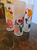 Federal Glass Fruit Frosted Tom Collins Glasses