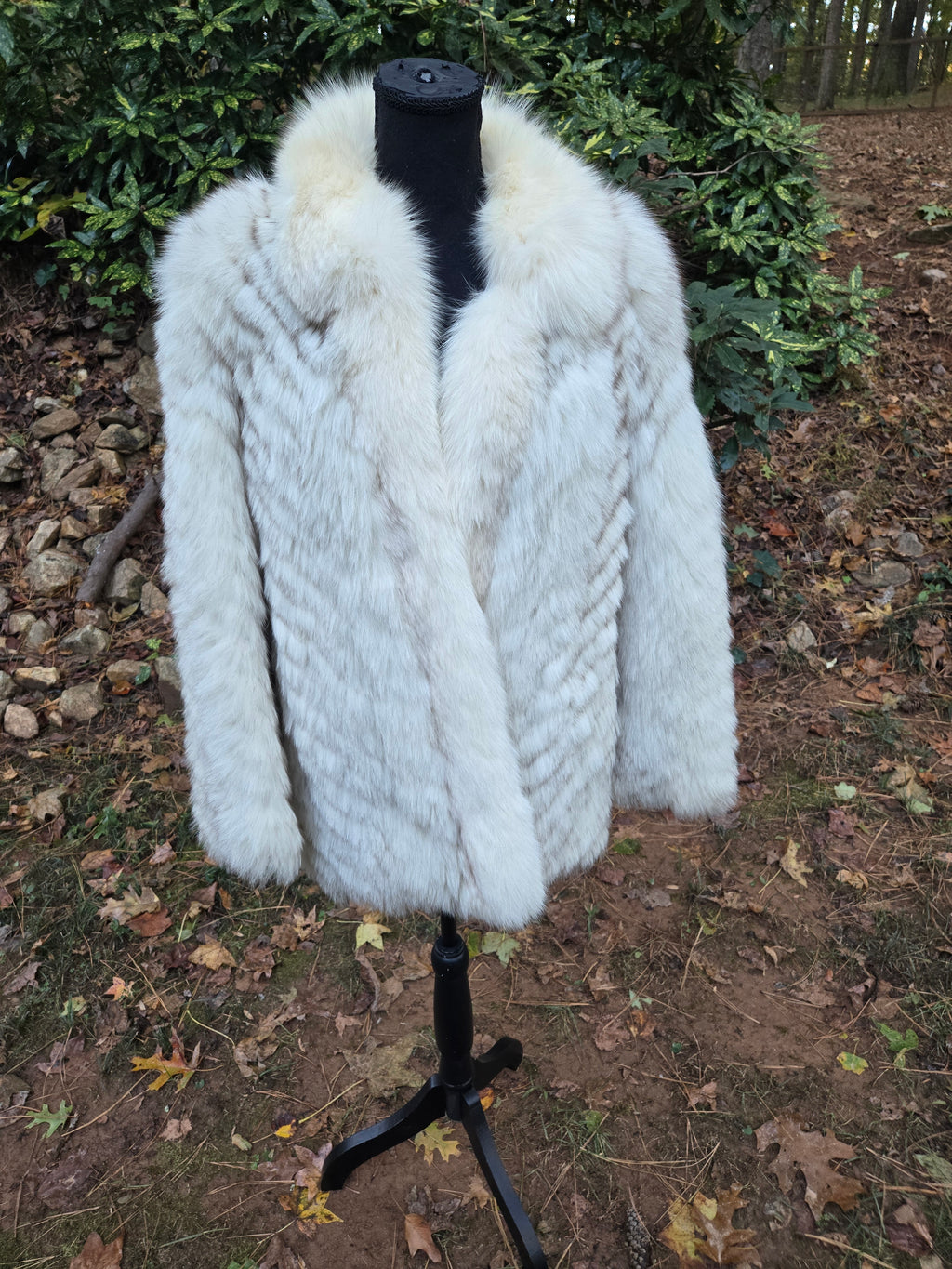 Chevron Patterned Blue Fox Coat