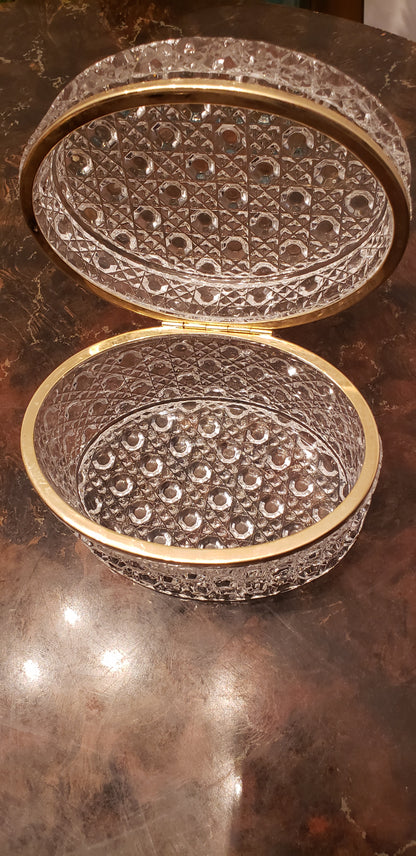 Italian G.S.E. Ottone Garantito Baccarat Style Crystal Jewelry/Trinket Casket