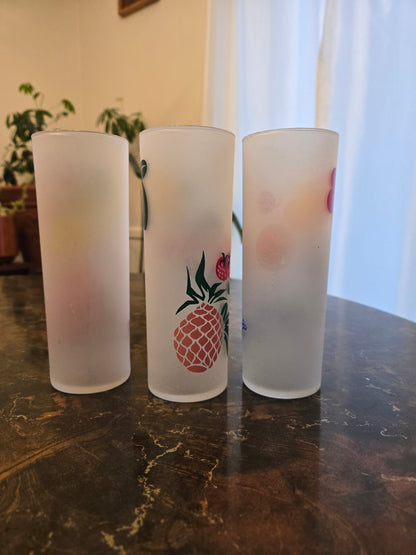Federal Glass Fruit Frosted Tom Collins Glasses