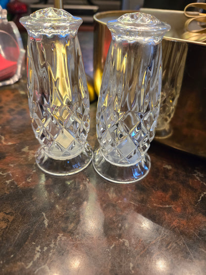GORHAM KING EDWARD LEAD CRYSTAL DIAMOND CUT SALT AND PEPPER SHAKER SET