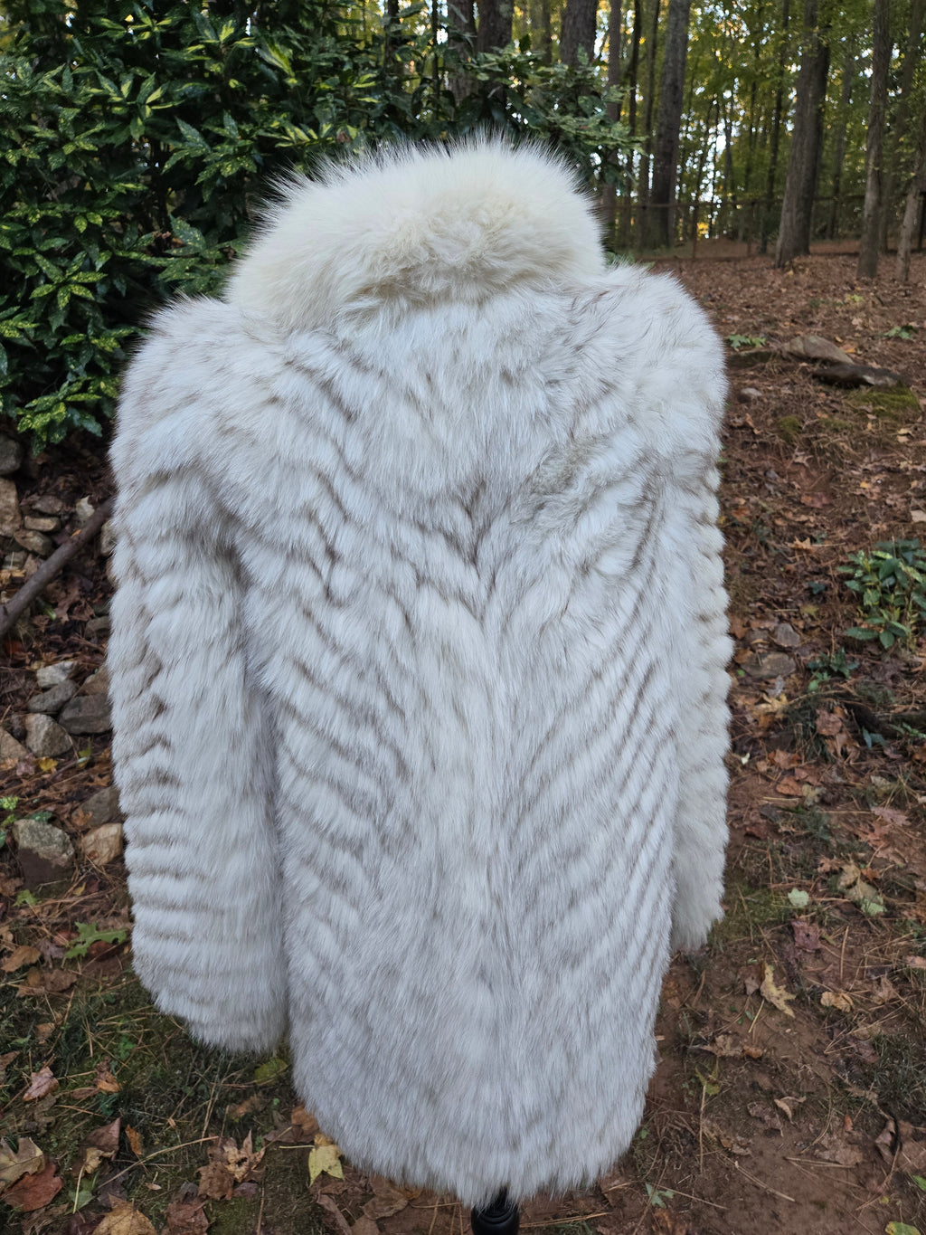 Chevron Patterned Blue Fox Coat