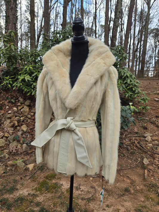 Tourmaline Mink Leather Hip Jacket