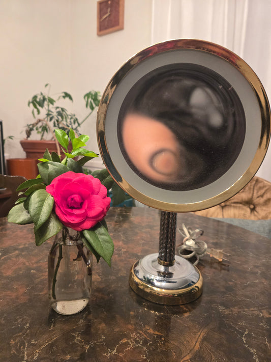 Cane & Reed Vintage Countertop Vanity Makeup Lighted Mirror 5X Magnified