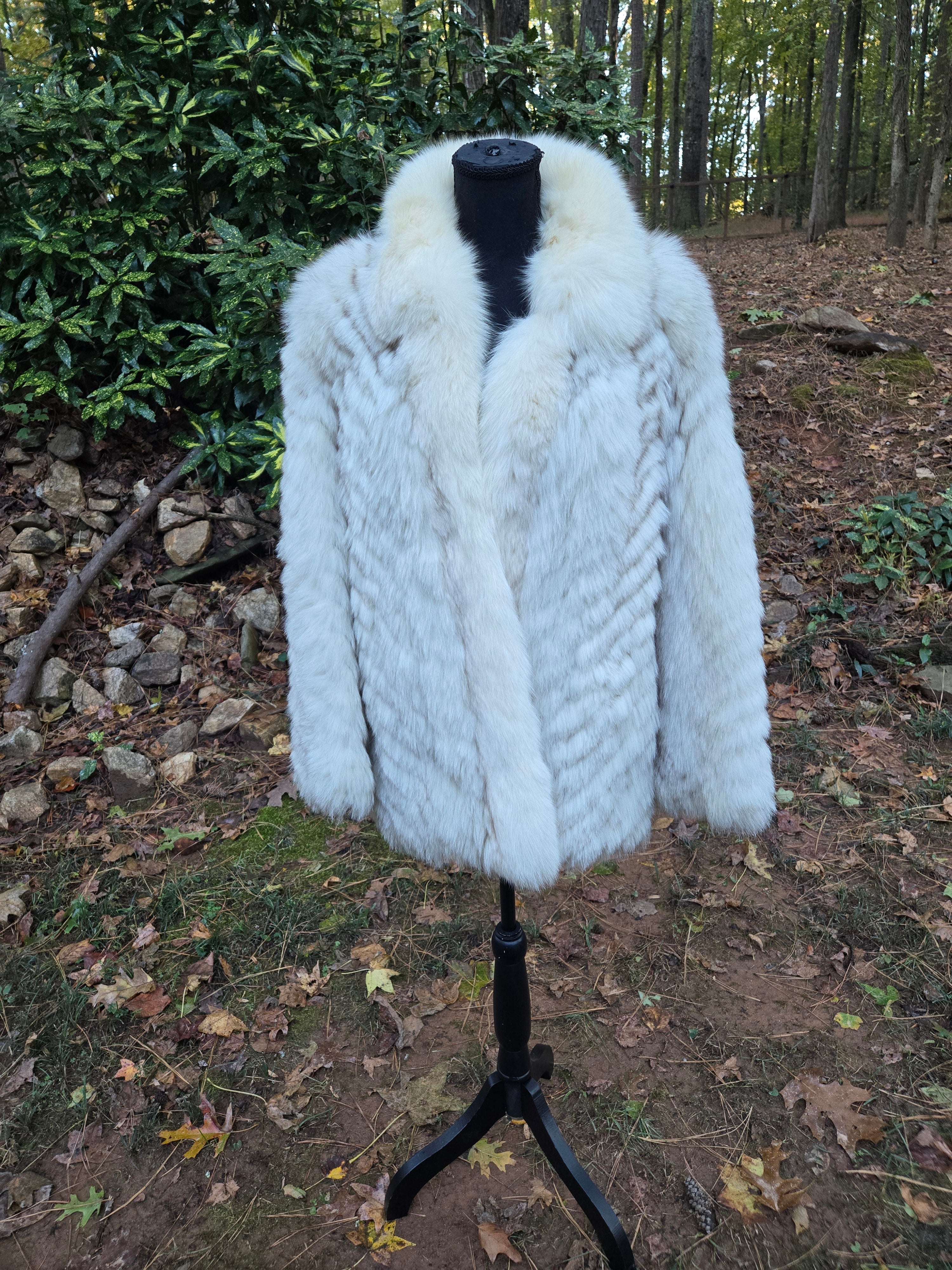 Chevron Patterned Blue Fox Coat