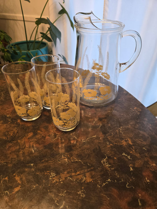 Libbey Flower & Fern Pitcher Set