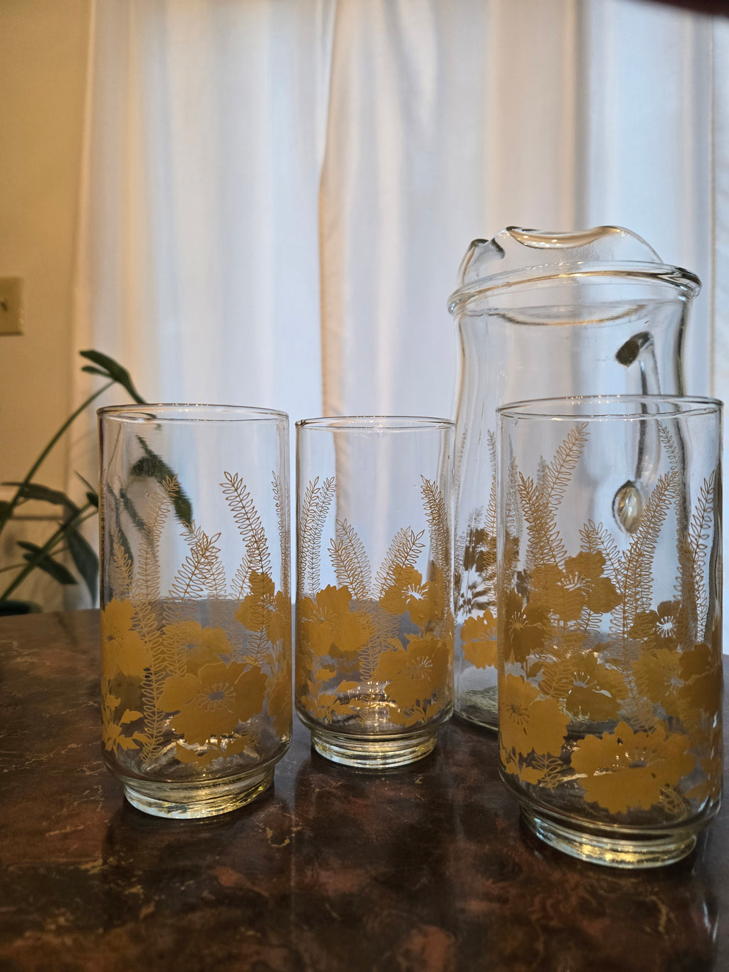 Libbey Flower & Fern Pitcher Set