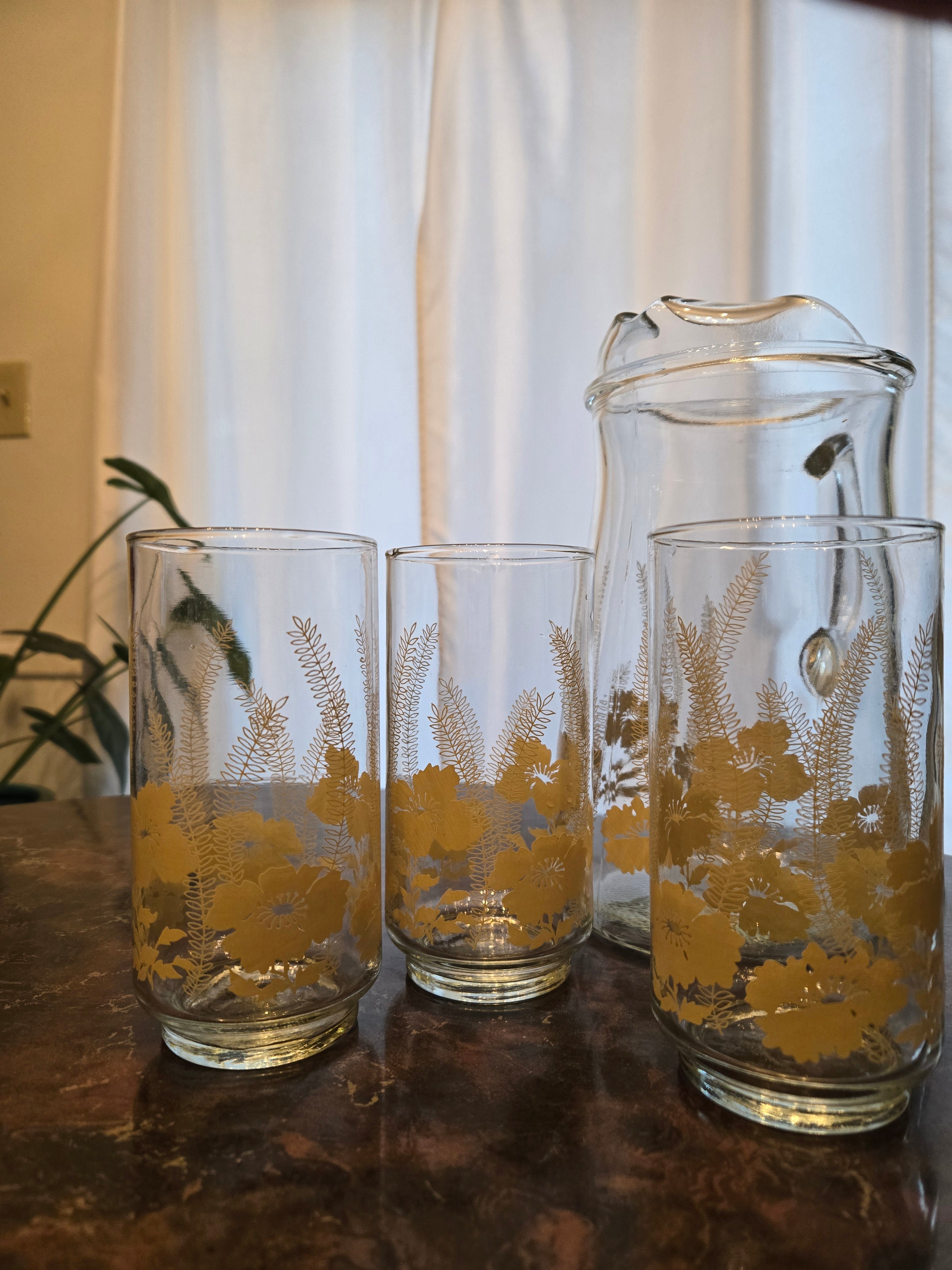 Libbey Flower & Fern Pitcher Set