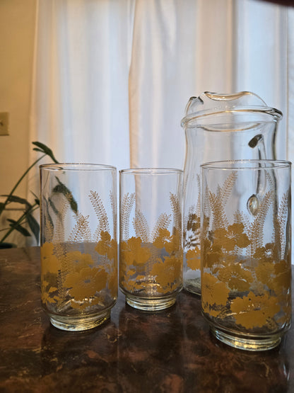 Libbey Flower & Fern Pitcher Set