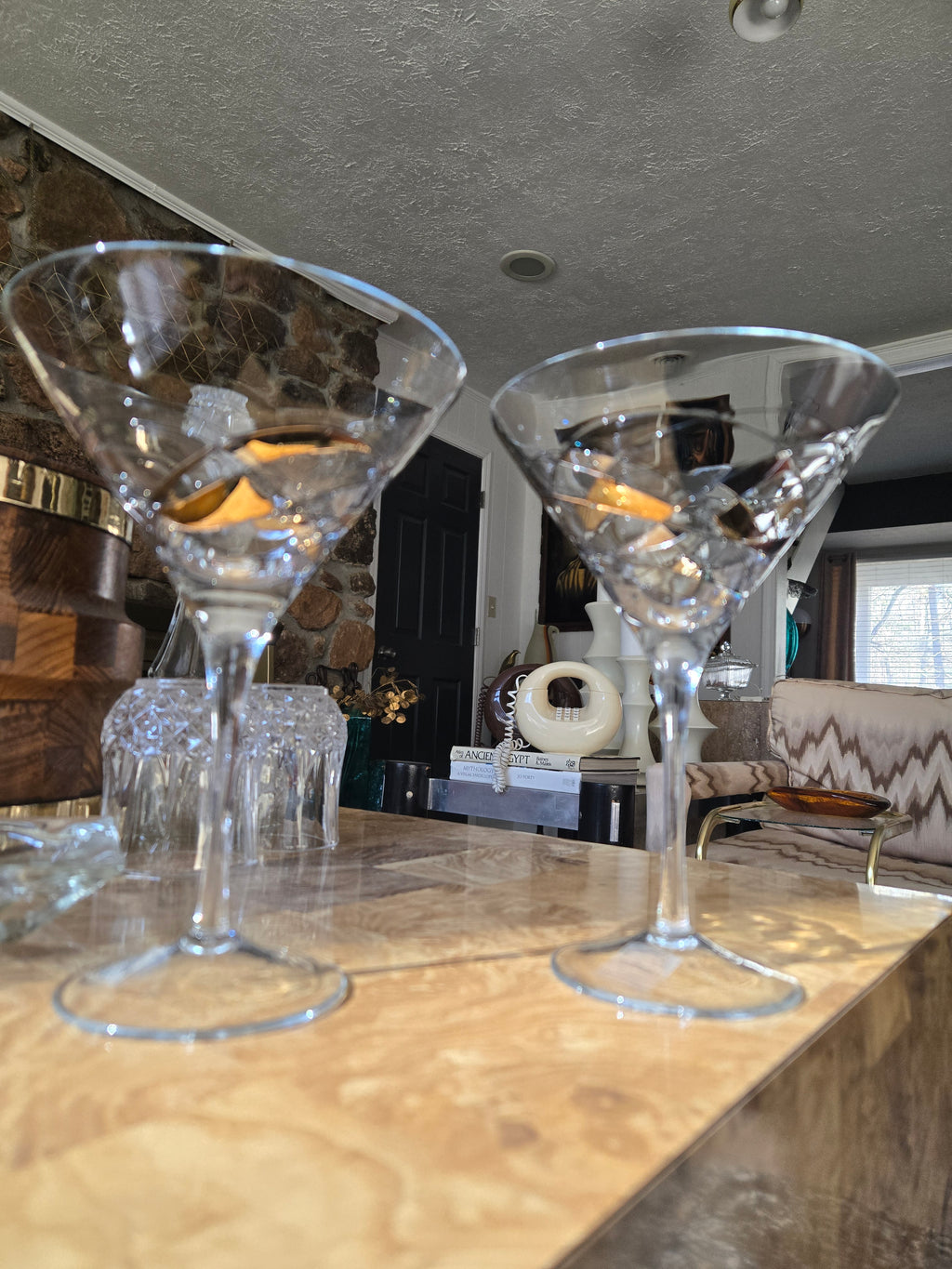 Luminescence Handblown Tall Martini Glasses