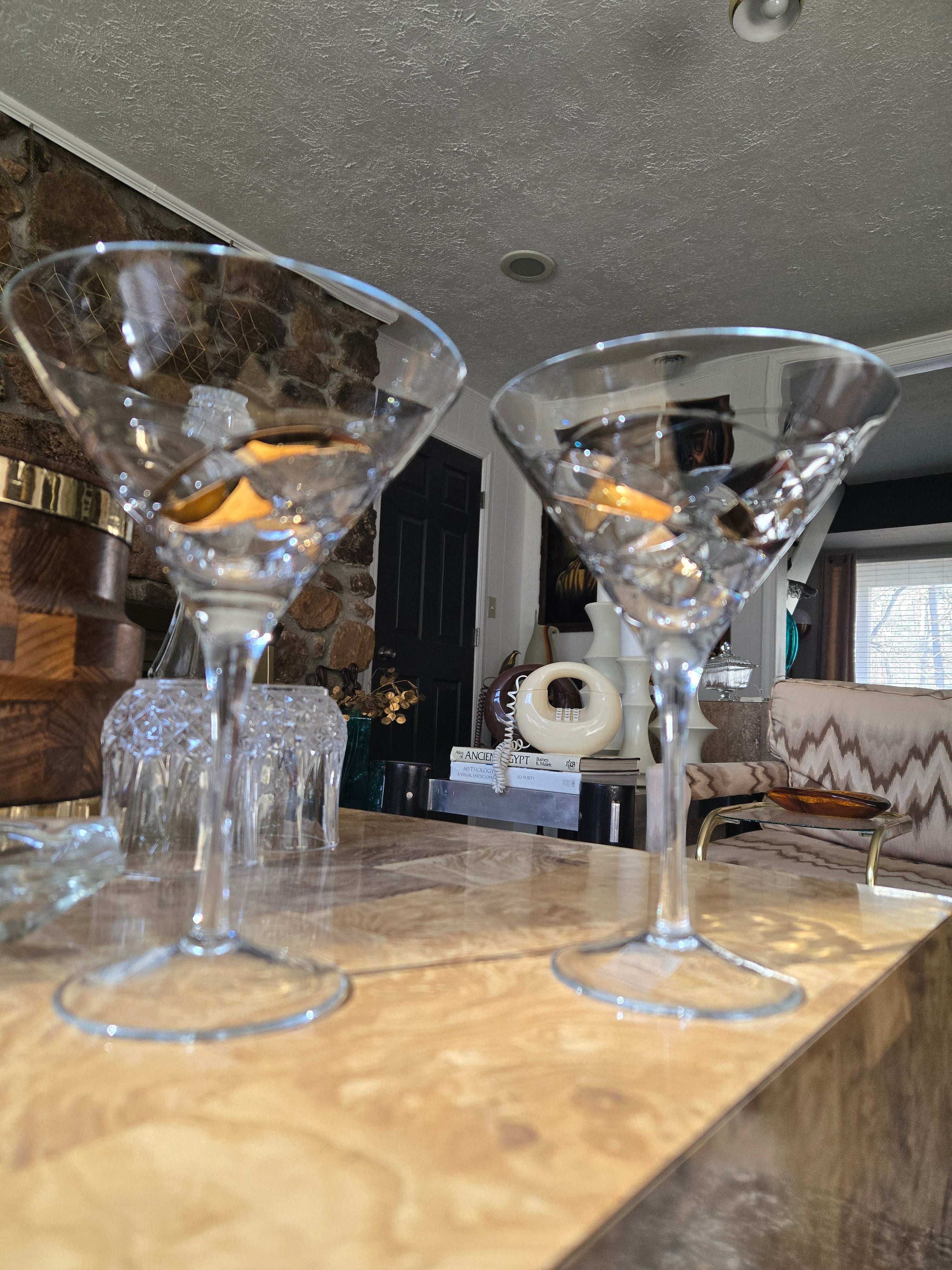 Luminescence Handblown Tall Martini Glasses