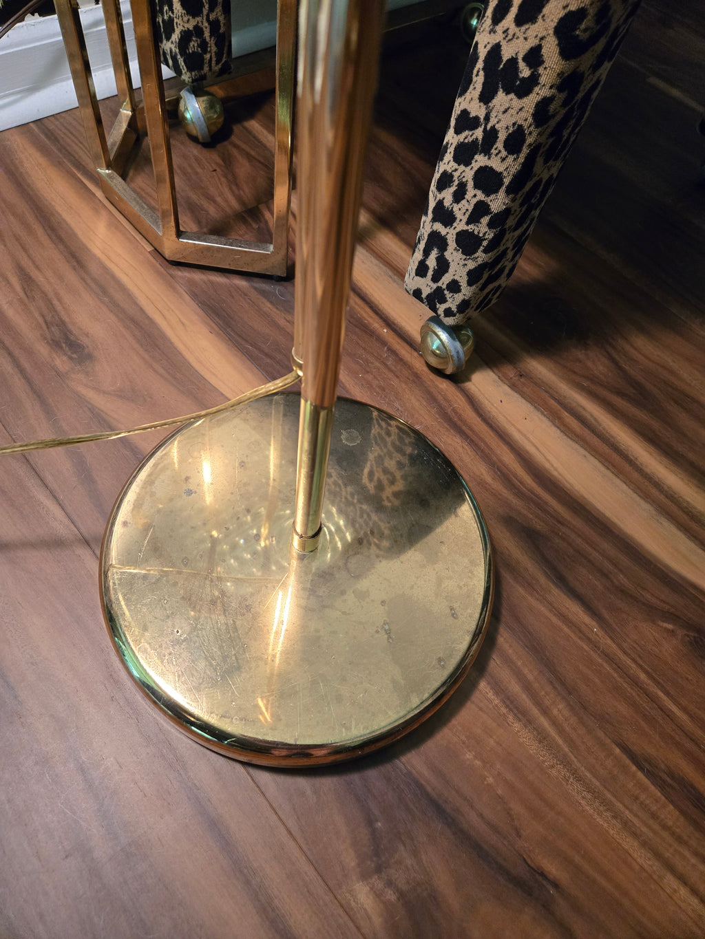 Vintage Brass Shell Floor Lamp, Height Adjustable