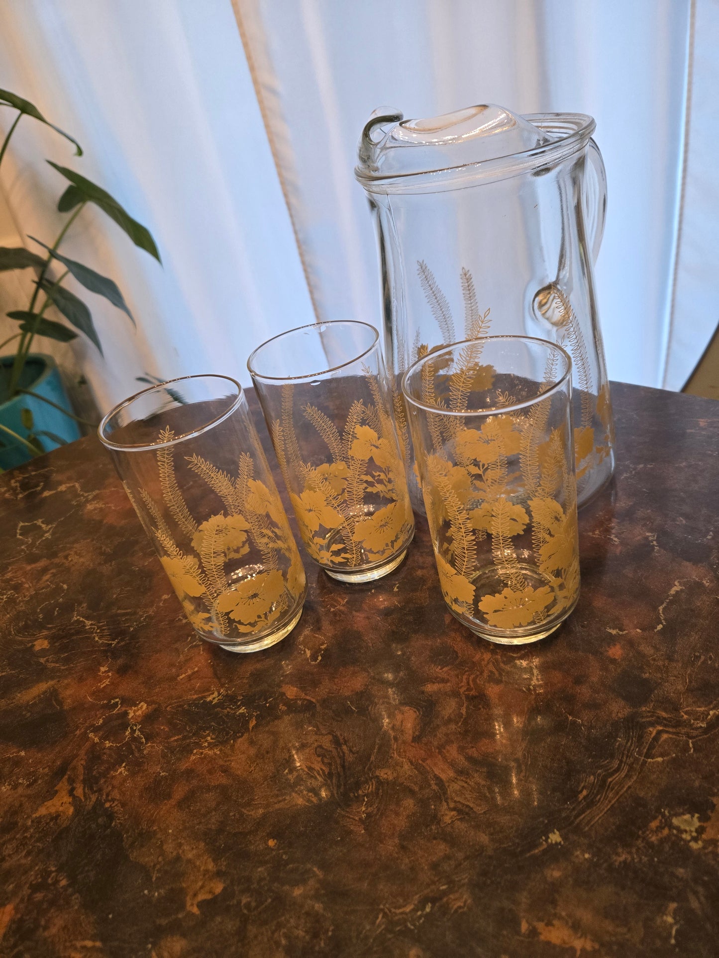 Libbey Flower & Fern Pitcher Set