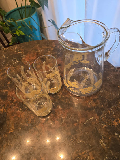 Libbey Flower & Fern Pitcher Set