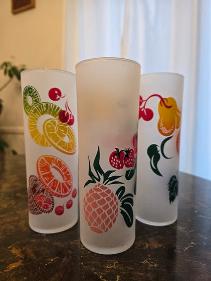 Federal Glass Fruit Frosted Tom Collins Glasses