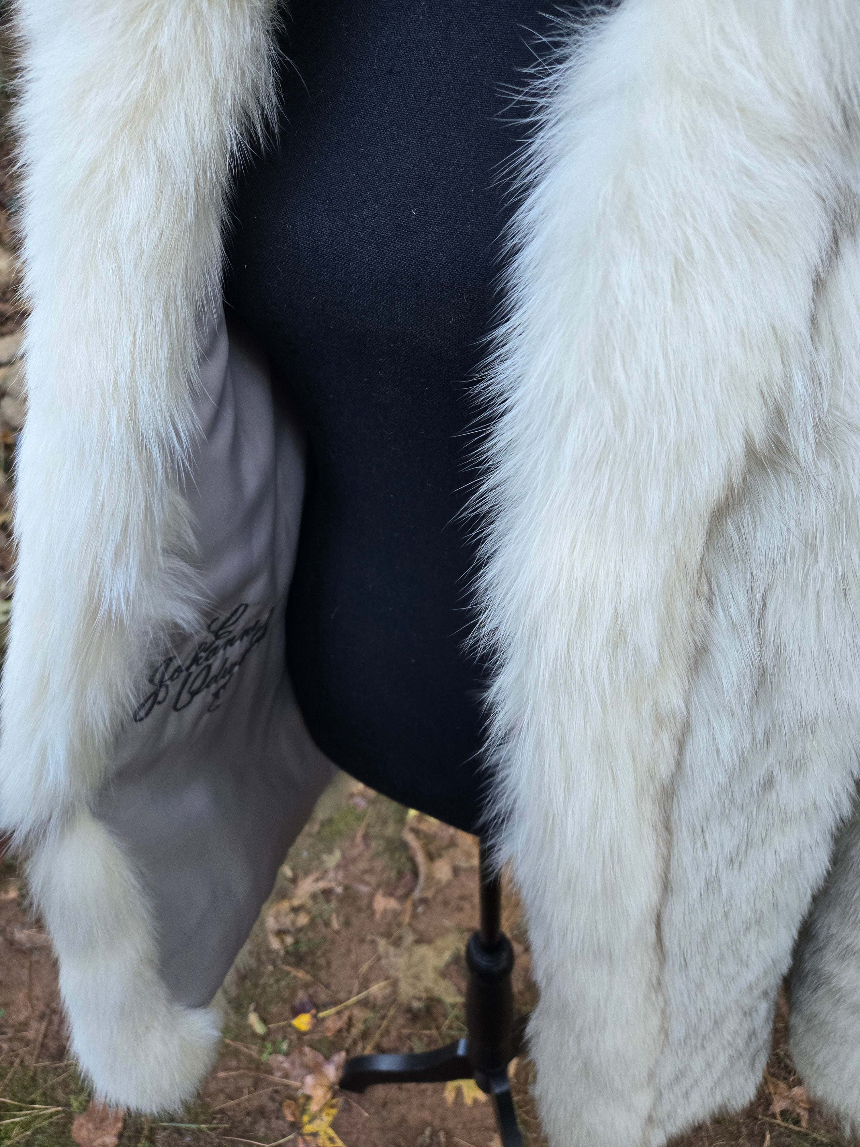 Chevron Patterned Blue Fox Coat