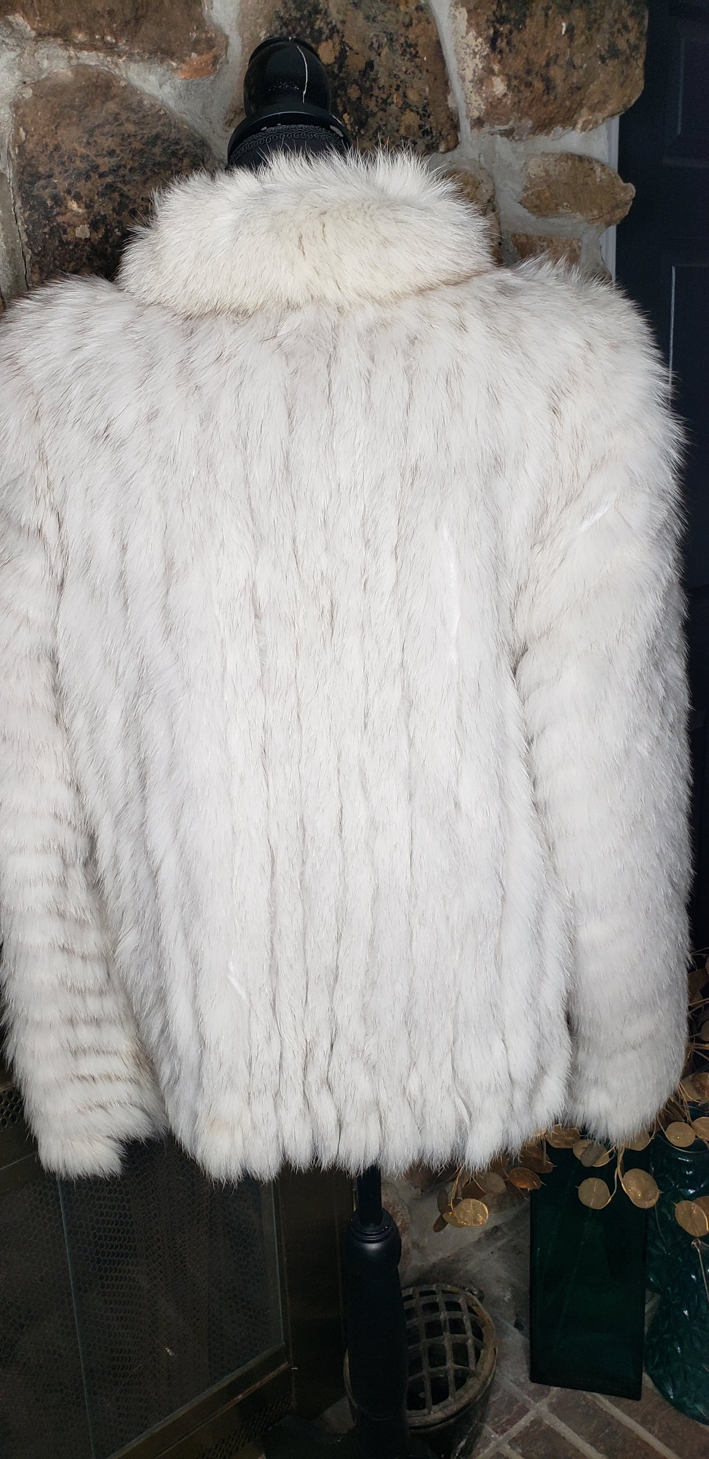 Evans Blue Fox Hip Coat w/Chevron Sleeves