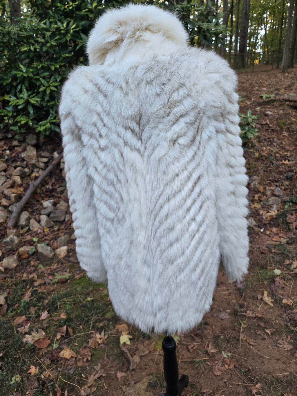 Chevron Patterned Blue Fox Coat