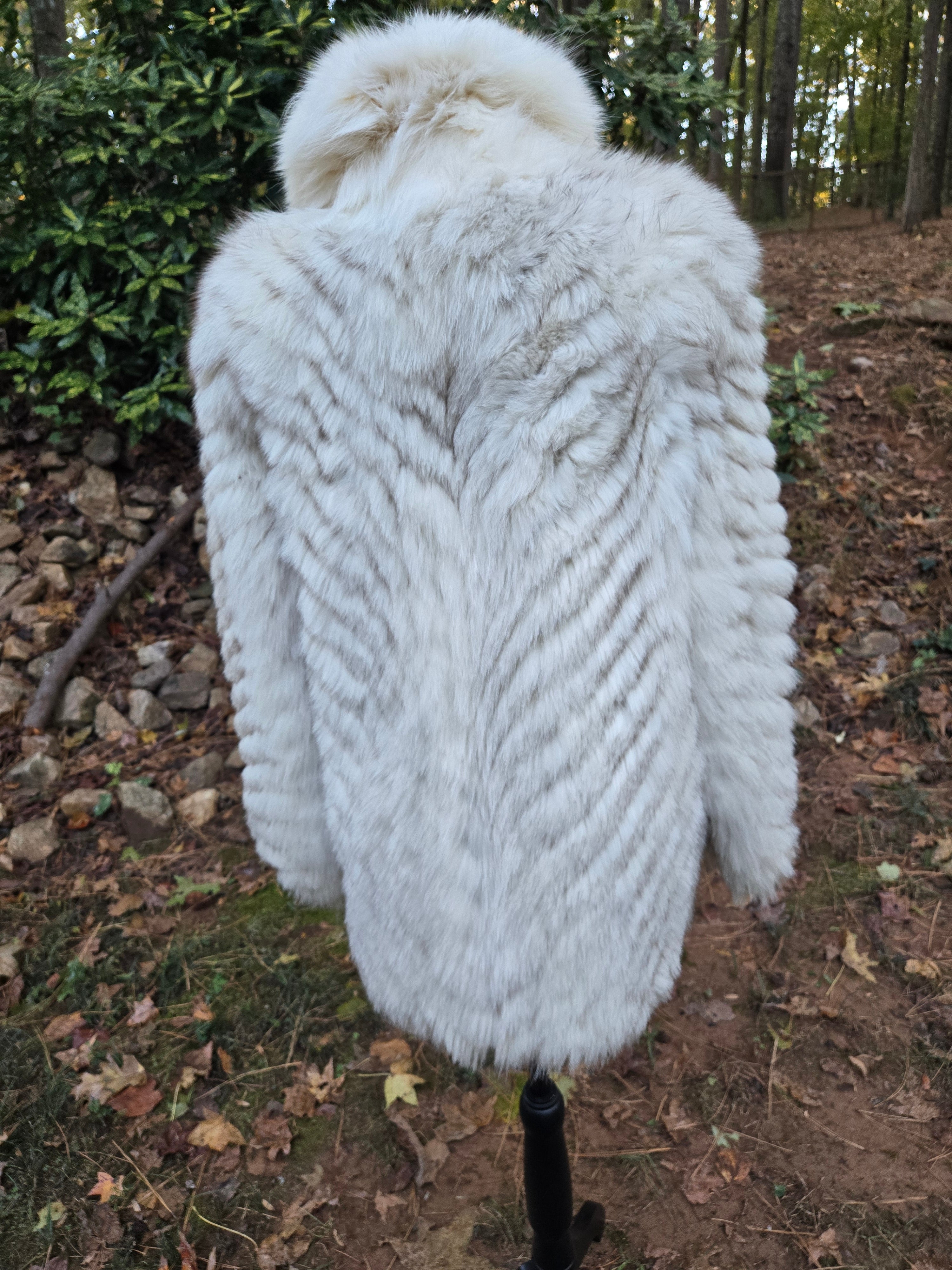 Chevron Patterned Blue Fox Coat