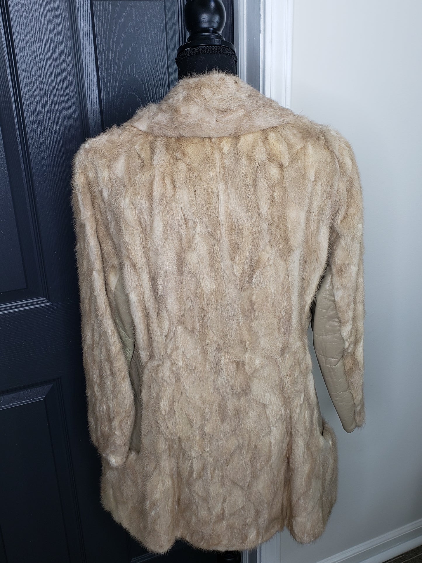 Thorpe Evanston Tourmaline Mink/Leather Trim Hip Coat