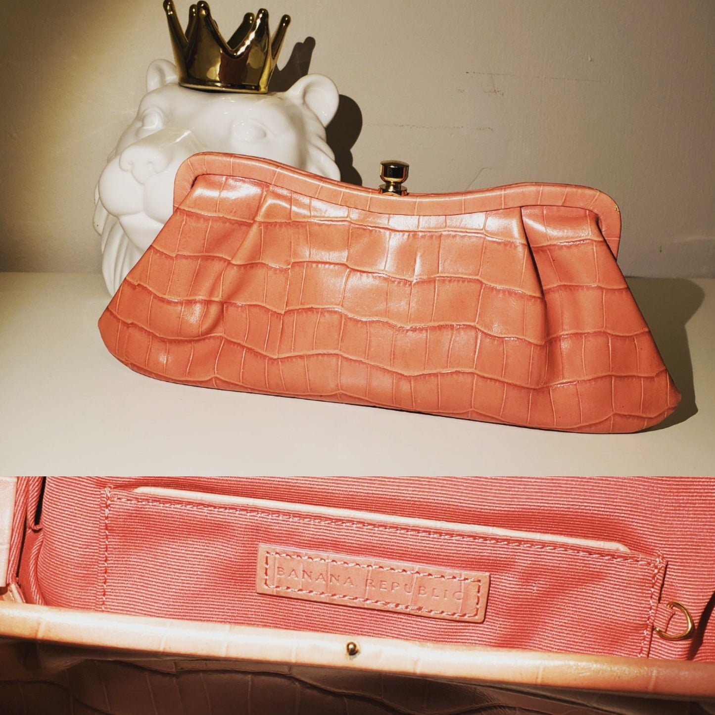 Banana Republic Orange Leather Clutch Purse