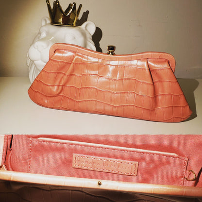 Banana Republic Orange Leather Clutch Purse