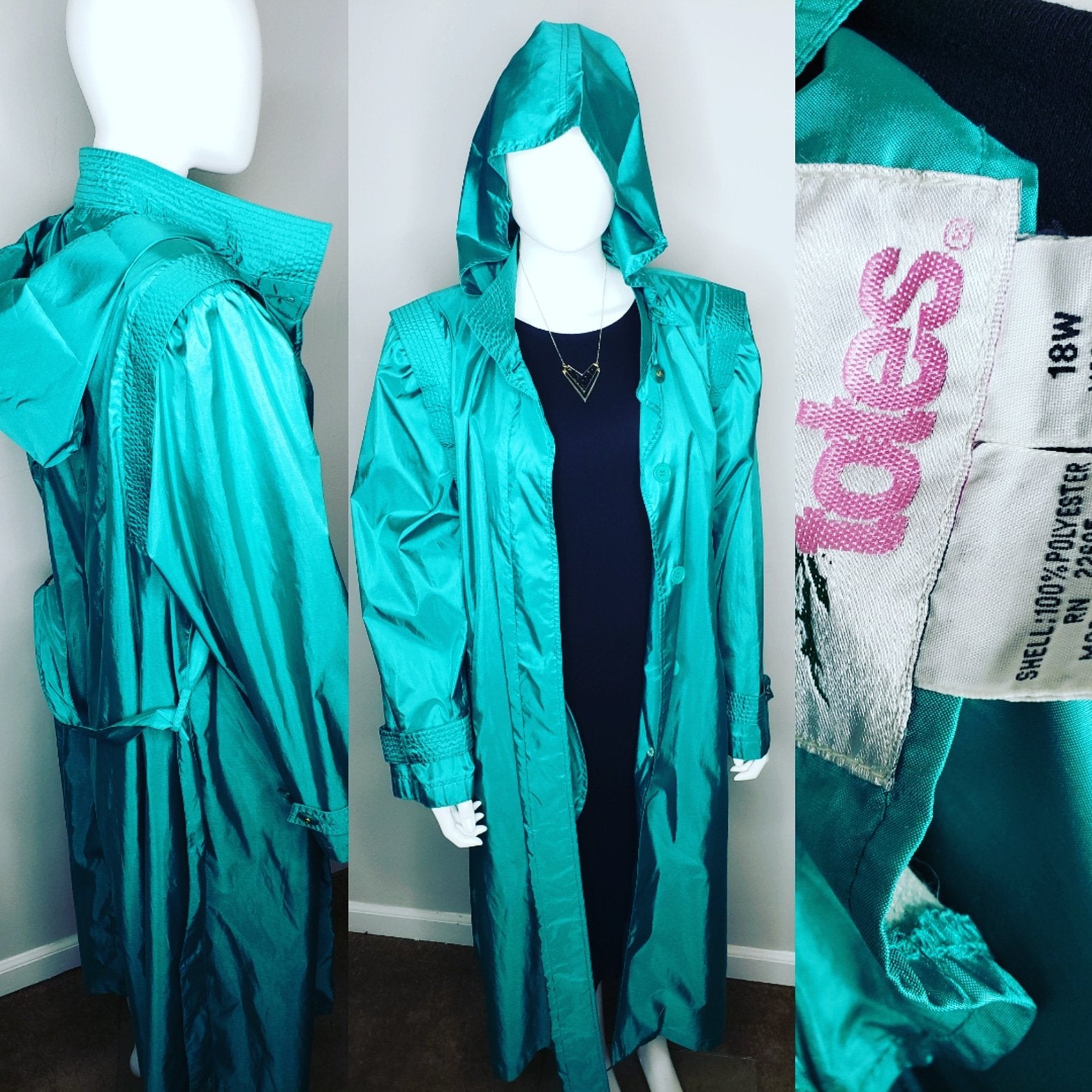 Totes Belted Raincoat w/ Detachable Hood
