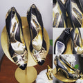 Carlos Falchi Black/Cream Snakeskin Pumps